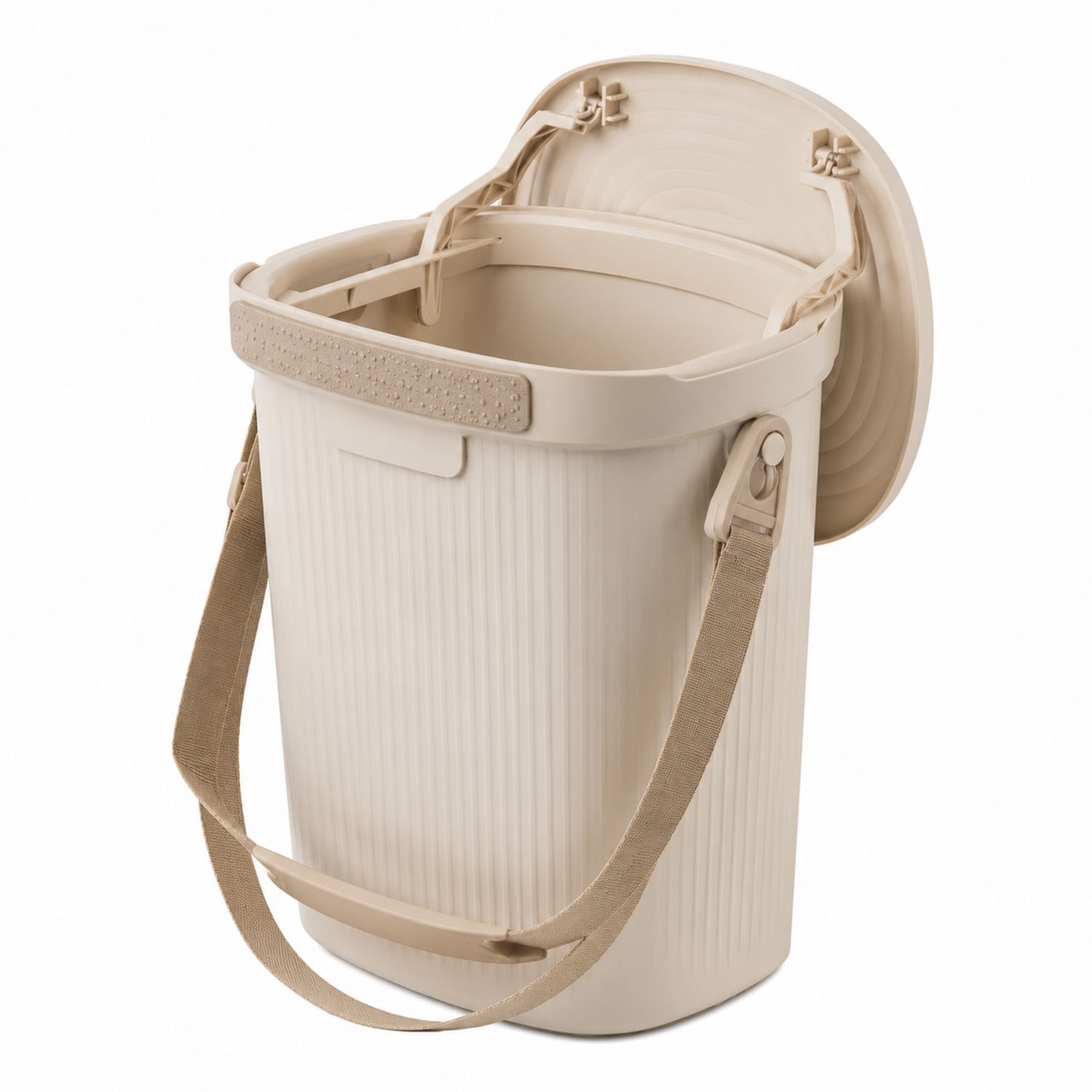 Secchio per Rifiuti Beige con Coperchio Ribaltabile da 10L