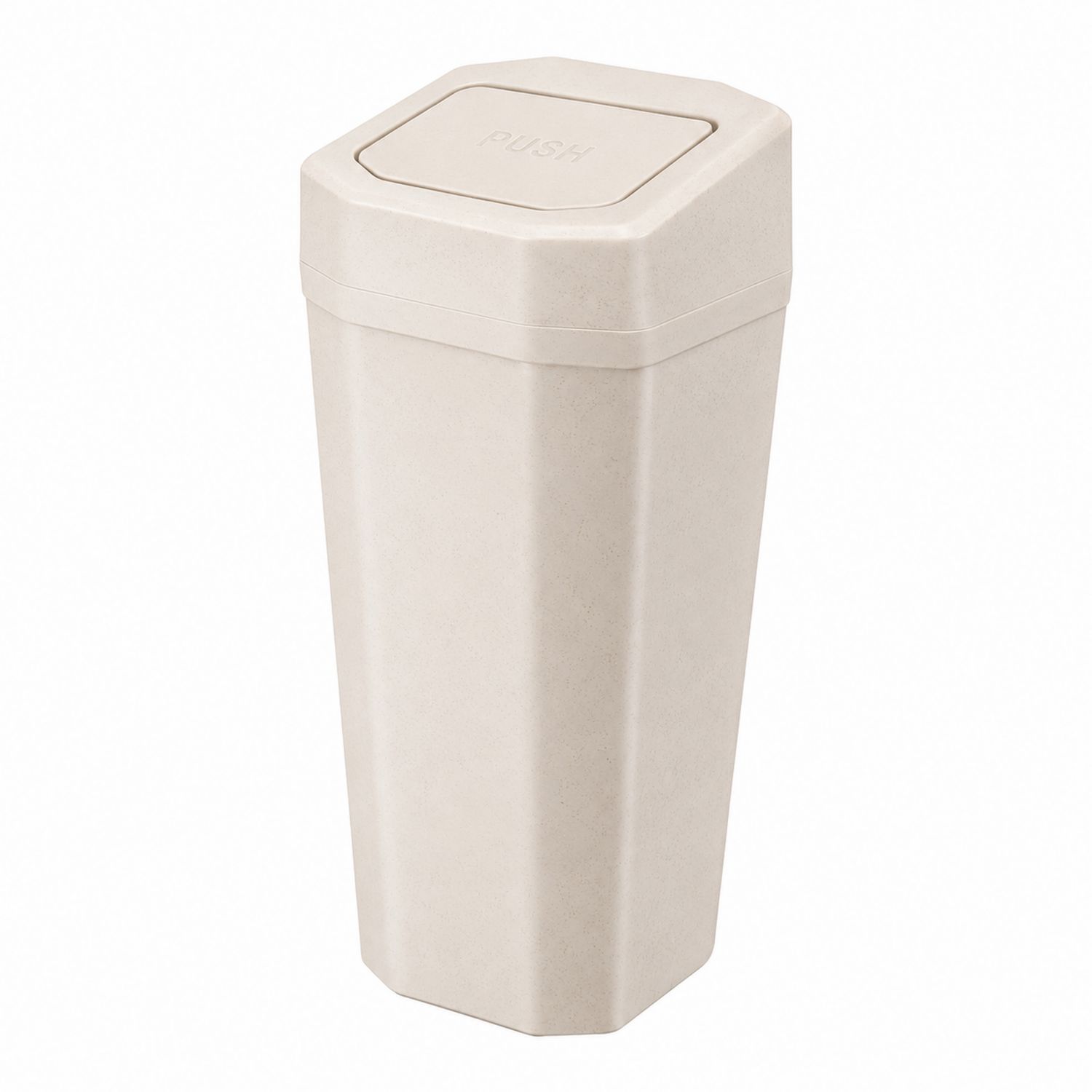 Pattumiera Ottagonale Beige 30L con Coperchio a Pressione