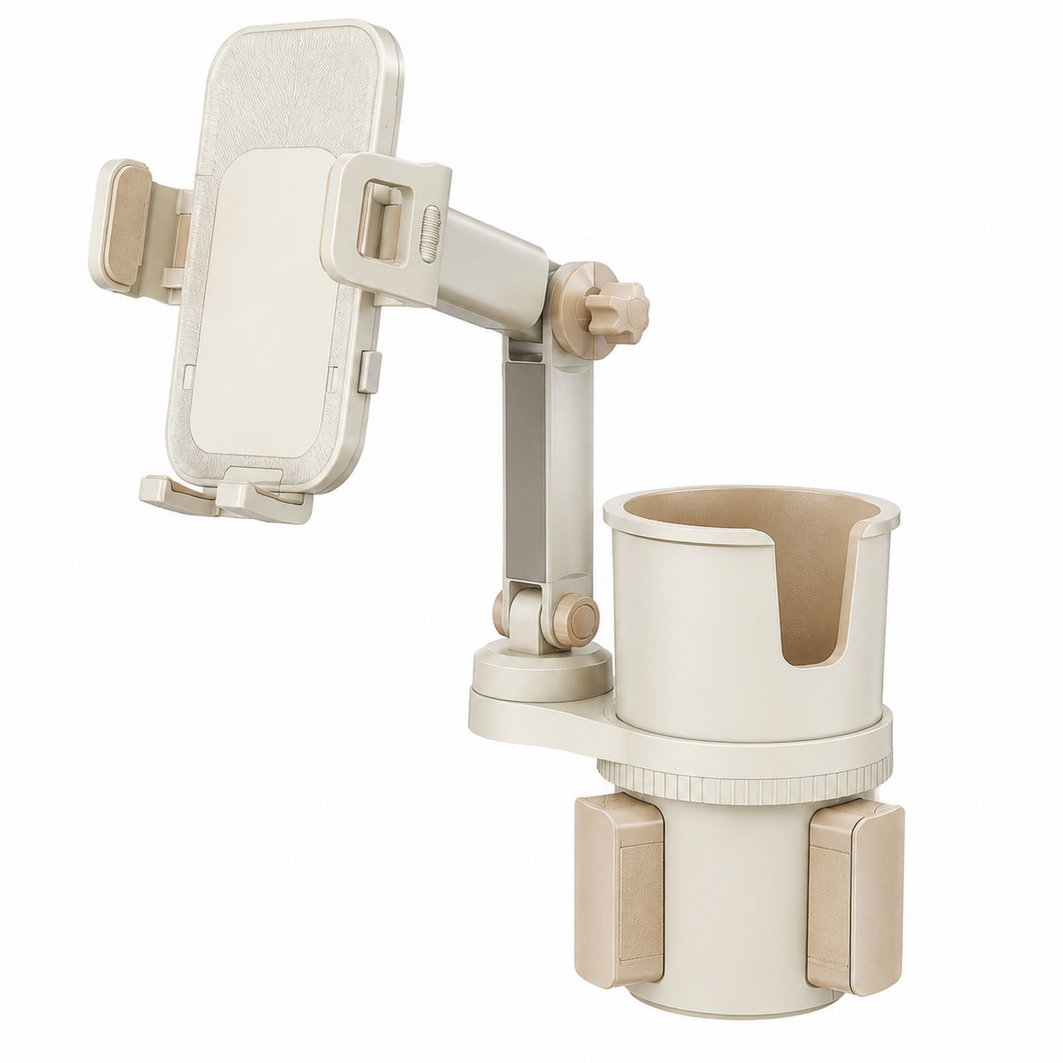 Supporto Smartphone Auto Regolabile Beige per Portabicchieri