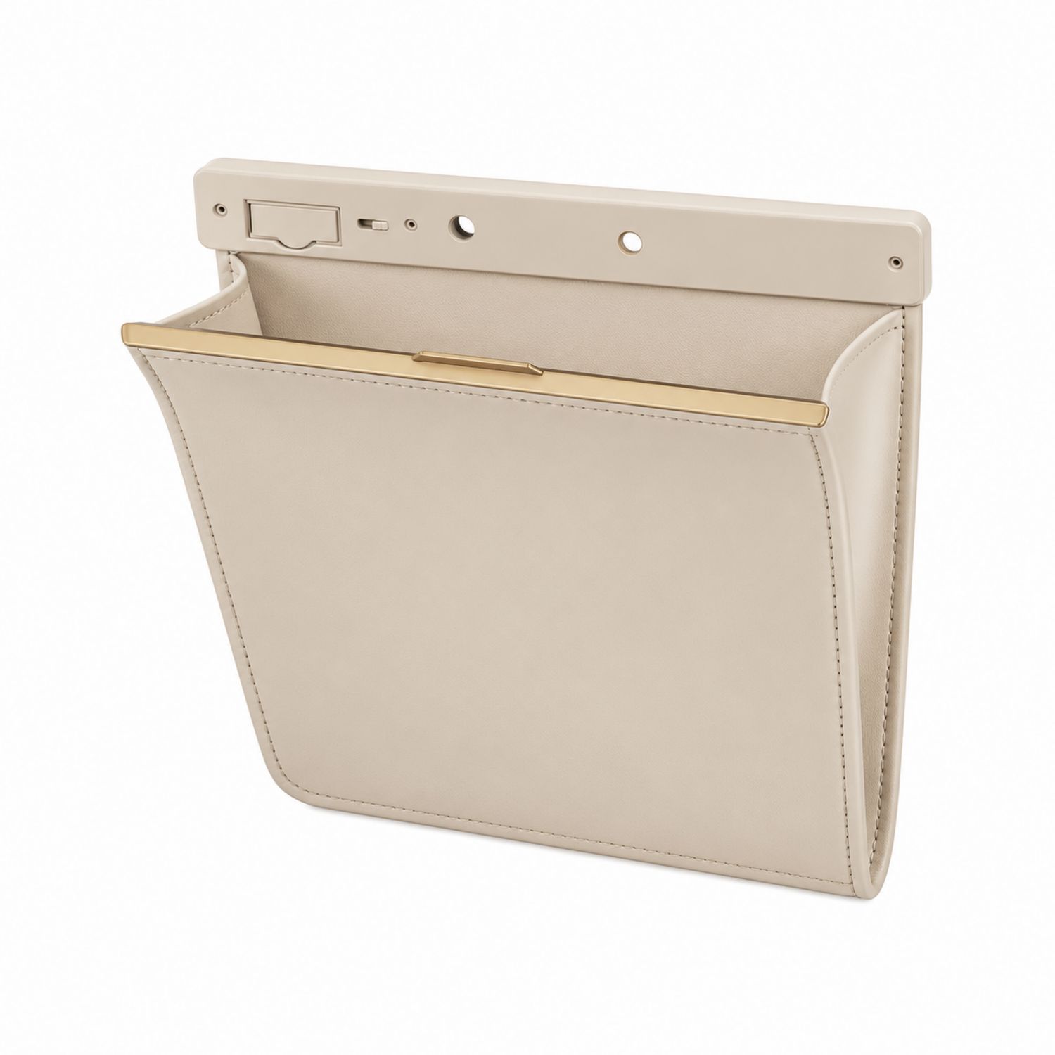 Pattumiera da Parete Beige con Dettagli Dorati
