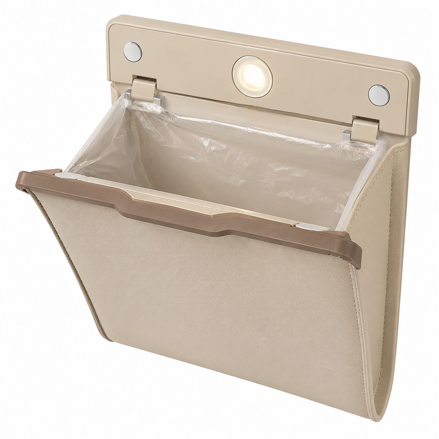 Pattumiera pieghevole per auto con luce LED beige