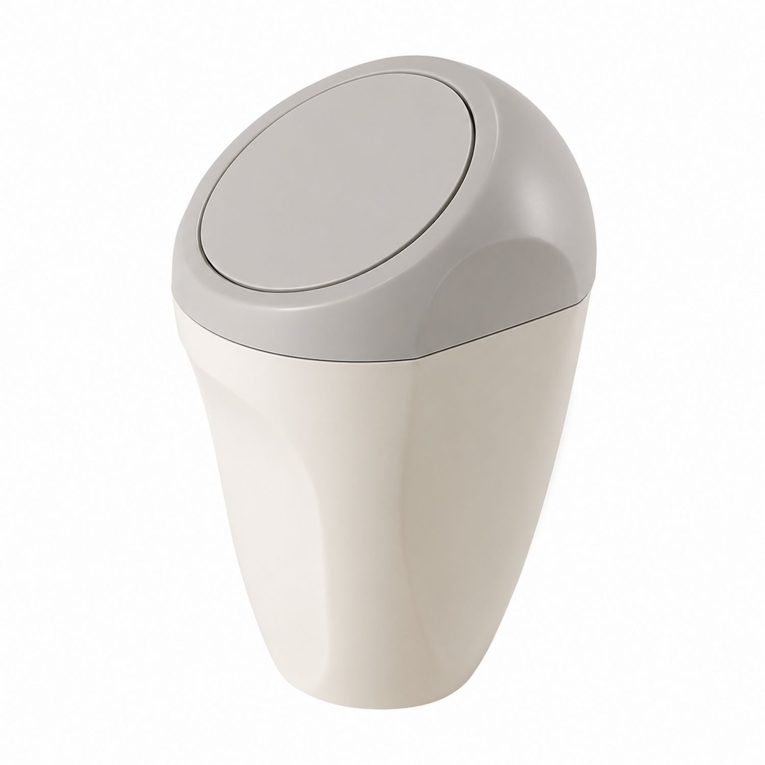 Mini pattumiera con coperchio basculante bianco e grigio, 2L