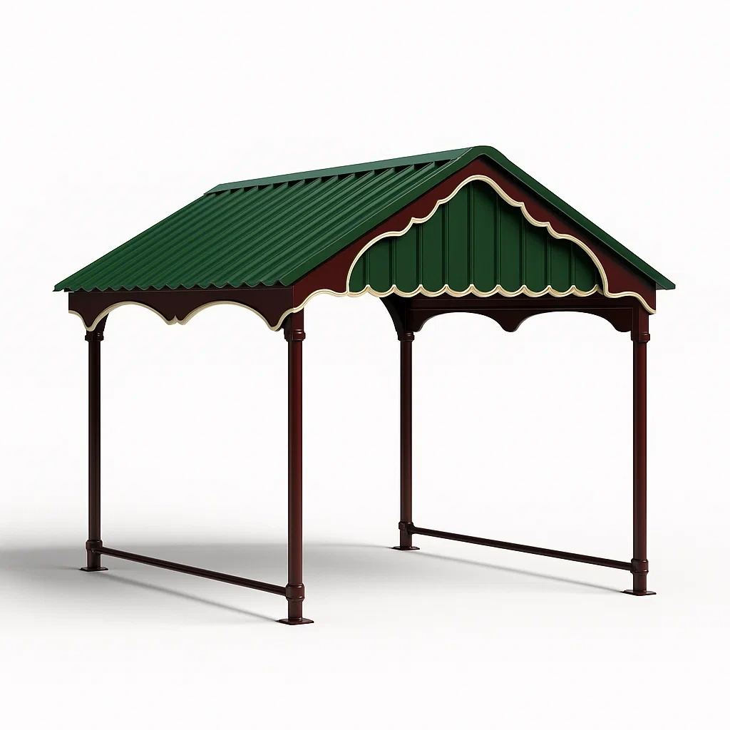 Metall Carport Überdachung Grün und Dunkelrot 300x200x250 cm-LIVAVEXO