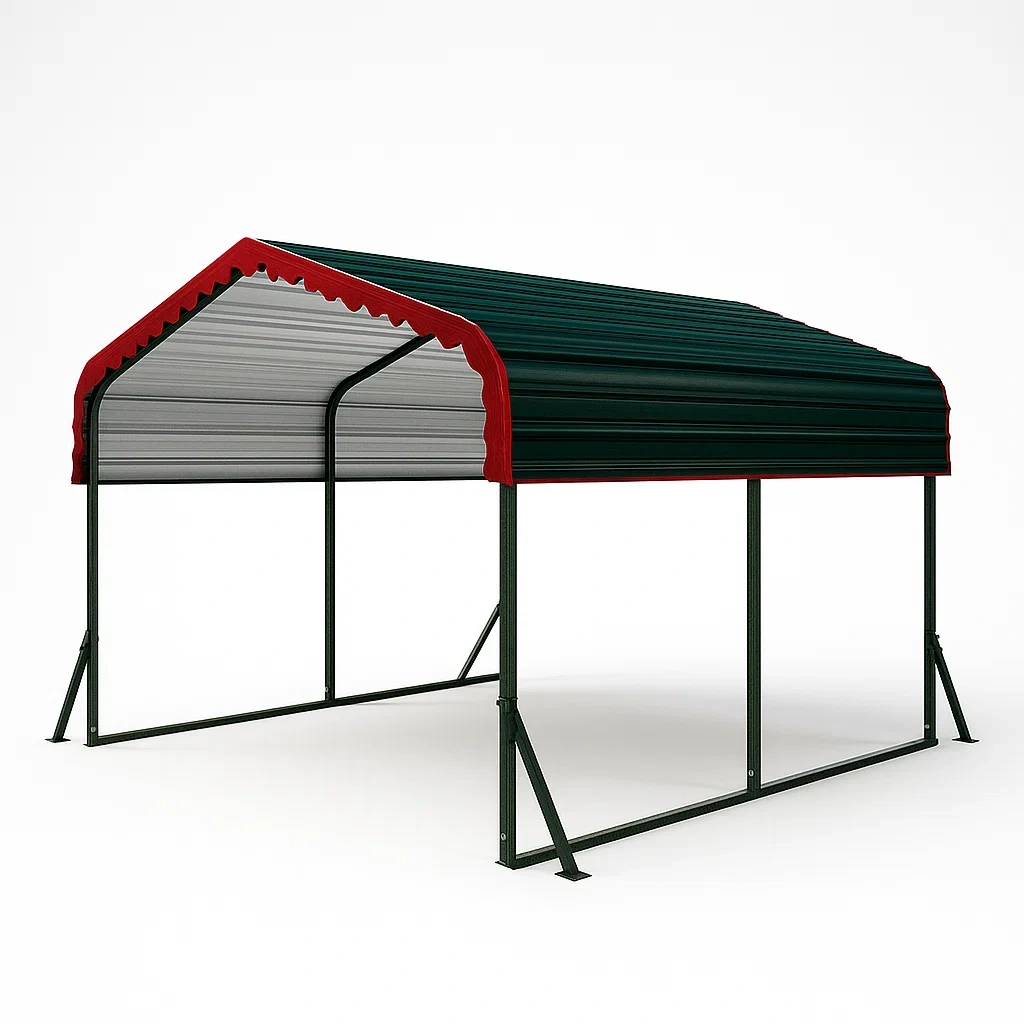 Metall Carport aus Verzinktem Stahl 350x200x180 cm Rot/Grün-LIVAVEXO