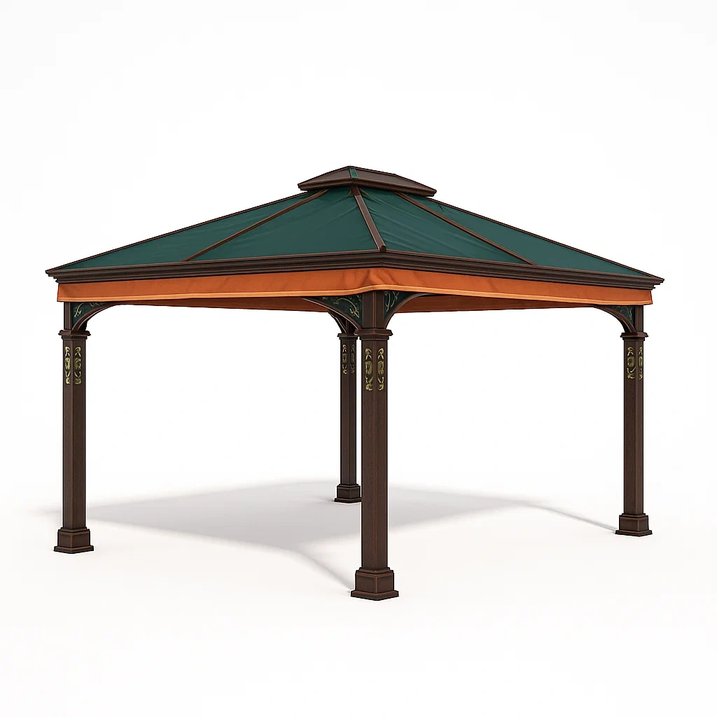 Gartenpavillon Aluminium 3x3m Grün/Orange-LIVAVEXO