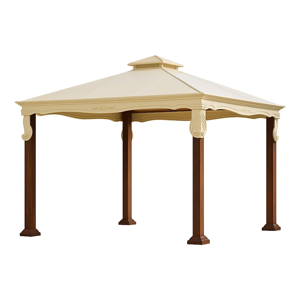 Pavillon aus Aluminium mit Polyesterdach, 3x3m, Creme/Walnuss-LIVAVEXO