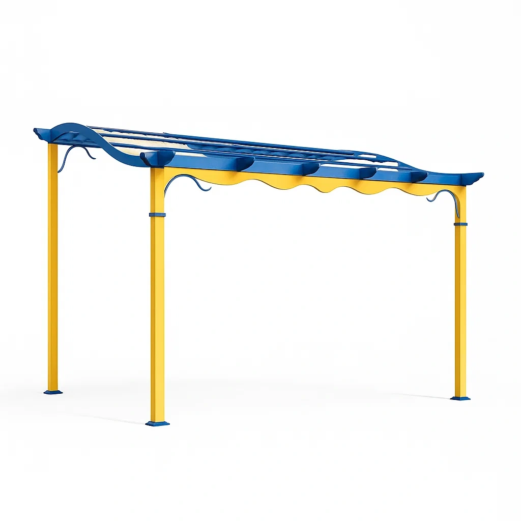 Pavillon Stahl Gelb/Blau 300cm x 200cm x 250cm-LIVAVEXO