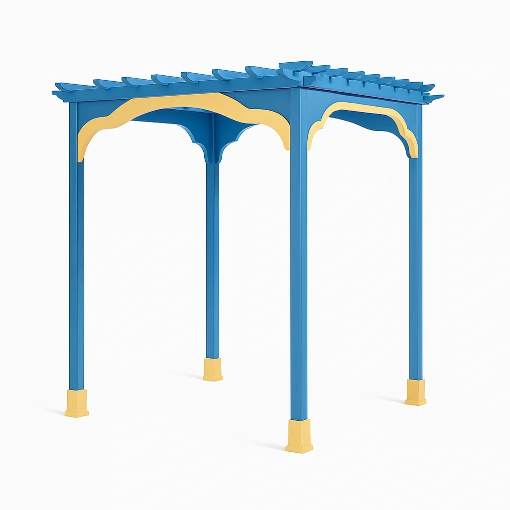 Metall Pergola Blau/Gelb 200cm x 200cm x 220cm-LIVAVEXO