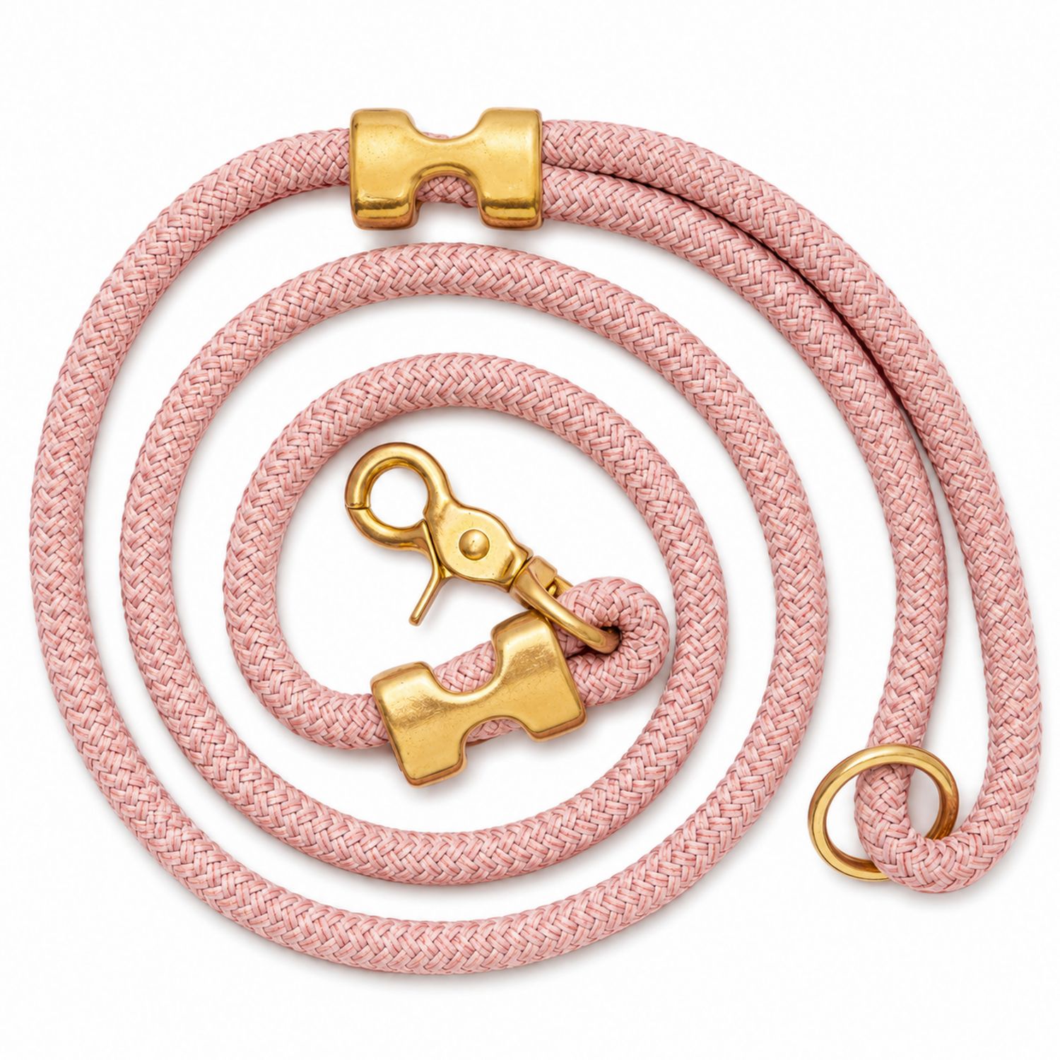 Elegante rosa Hundeleine mit Messingdetails