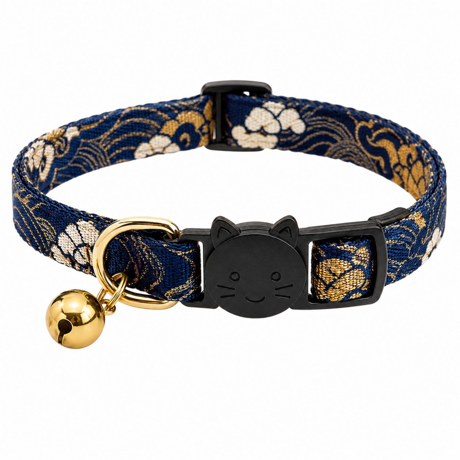 Katzenhalsband mit Glöckchen Blau Gold Verstellbar
