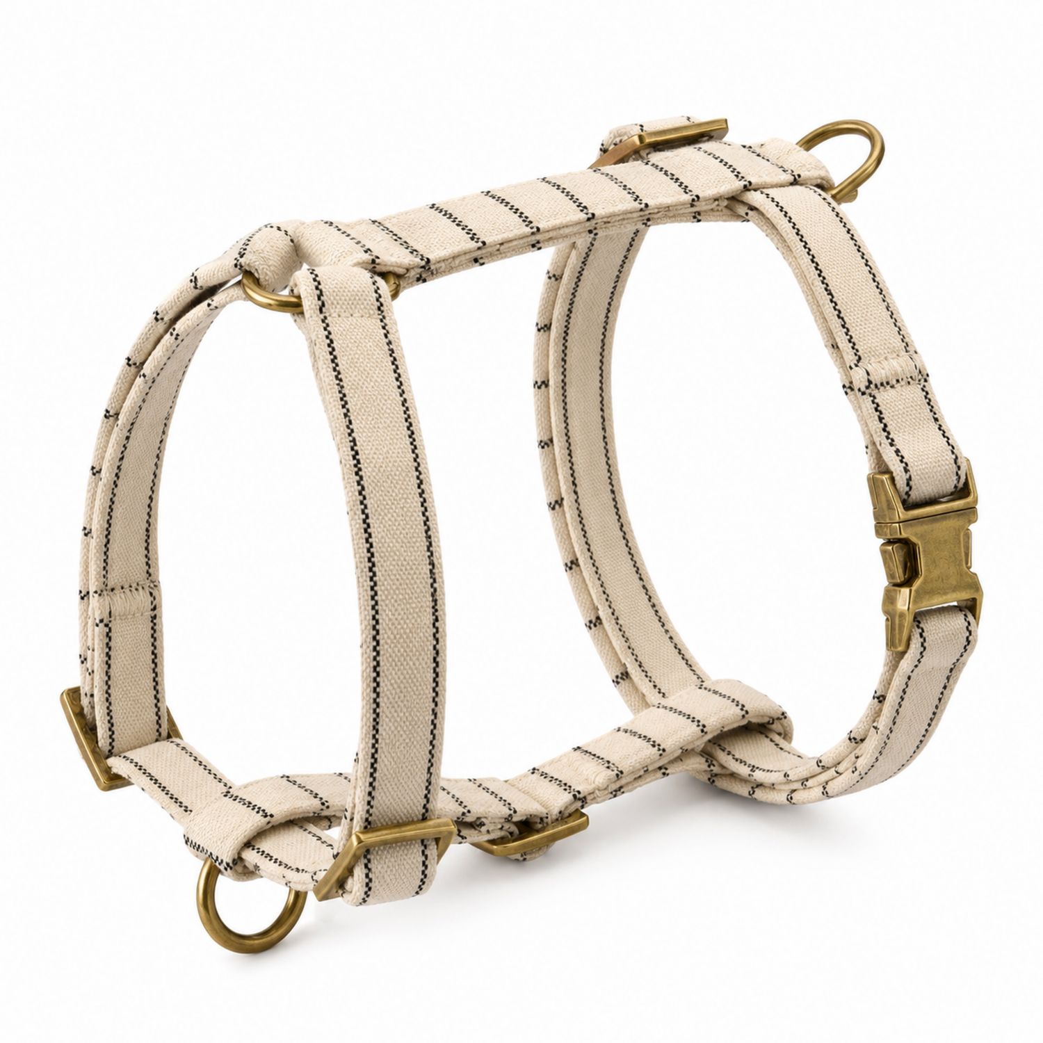 Verstellbares Hundegeschirr Beige mit Messingdetails