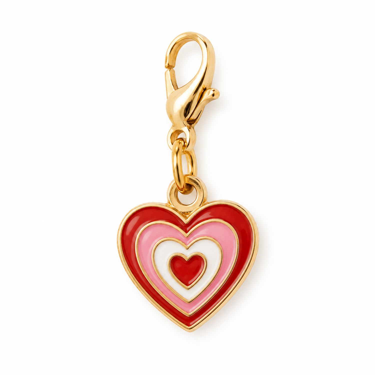 Herzförmiger Anhänger in Rot, Rosa und Gold für Haustiere