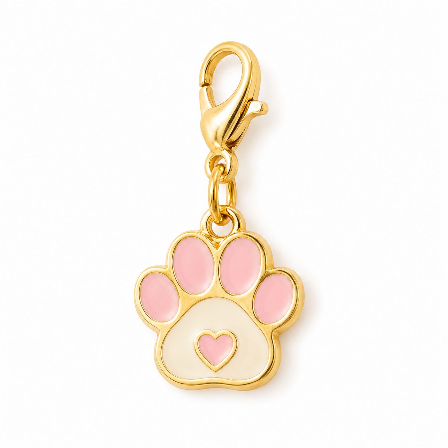 Pfotenanhänger Rosa Gold mit Herzmotiv