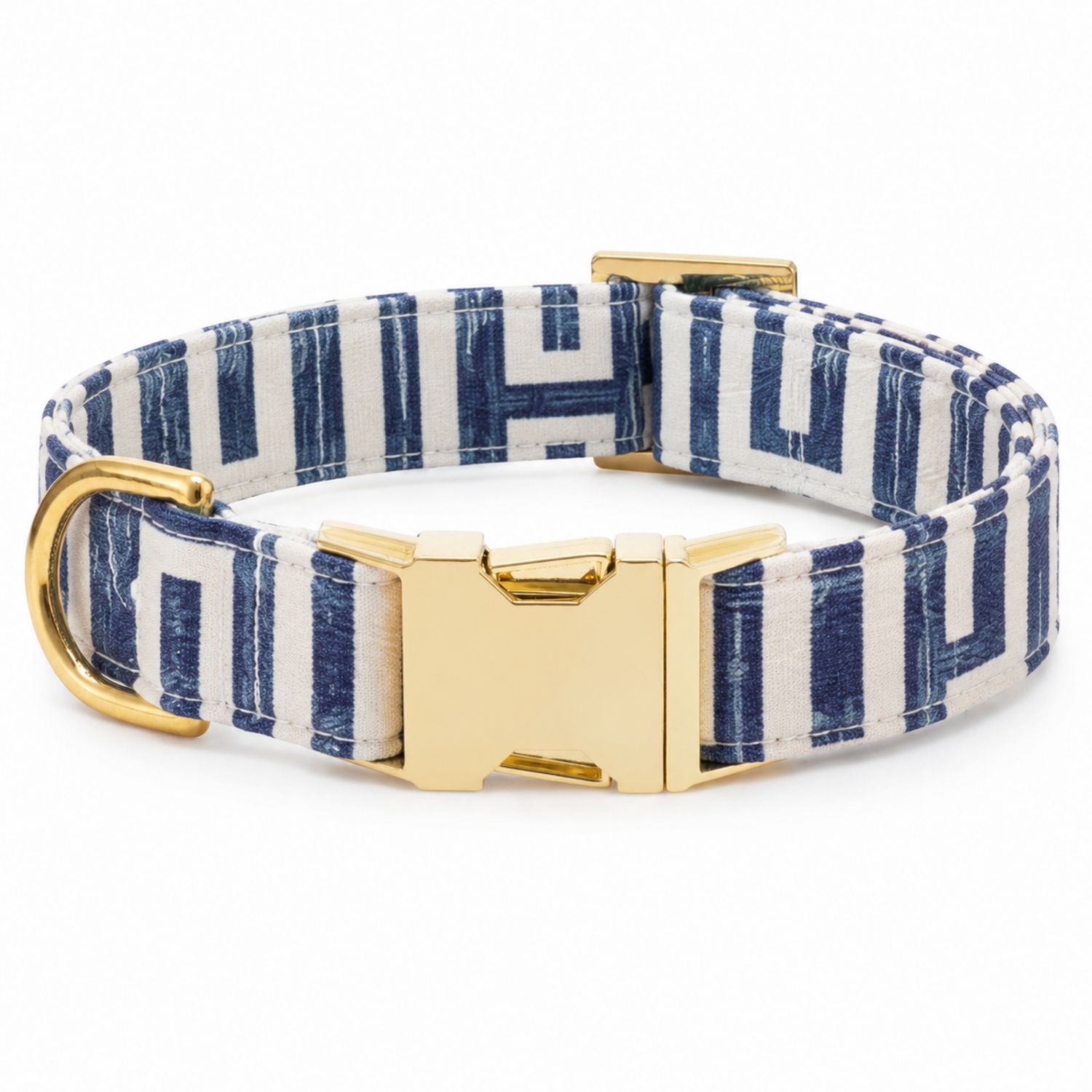 Verstellbares Hundehalsband Blau Weiß Geometrisches Muster