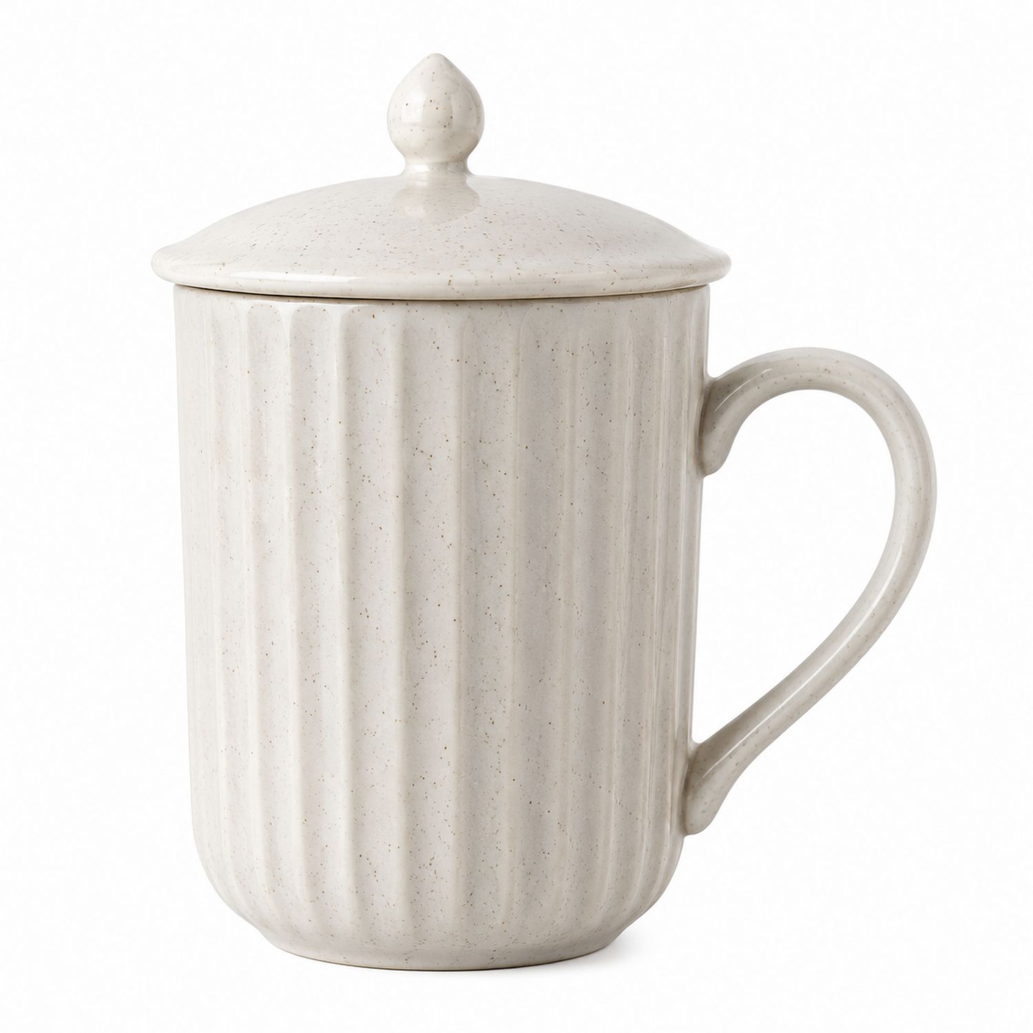 Beiger Keramikbecher mit Deckel 350ml-Velernocasa