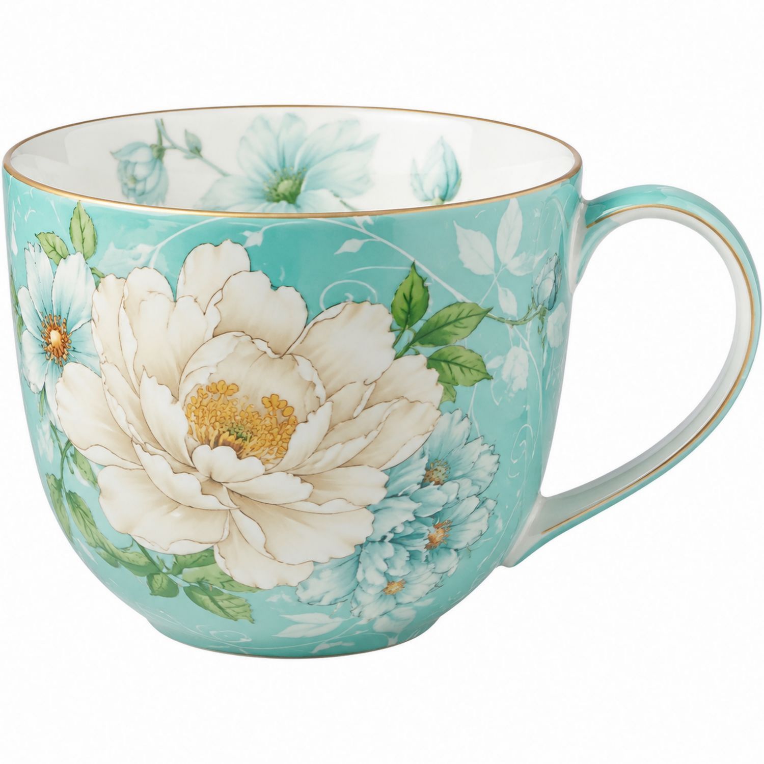 Blumenmuster Teetasse, 320 ml, Türkis-Velernocasa