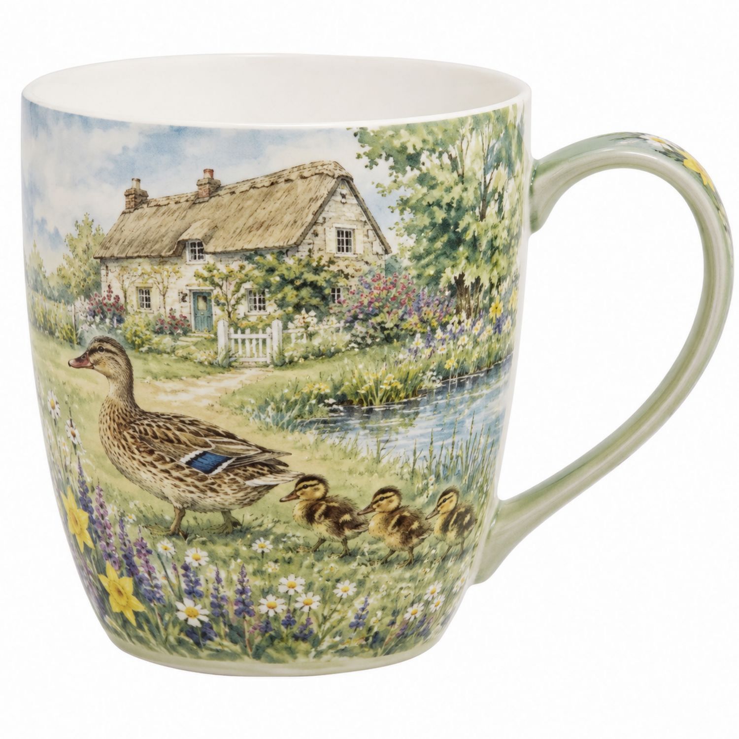 Mehrfarbiger Becher mit Entenmotiv und ländlicher Szene, 300 ml-Velernocasa