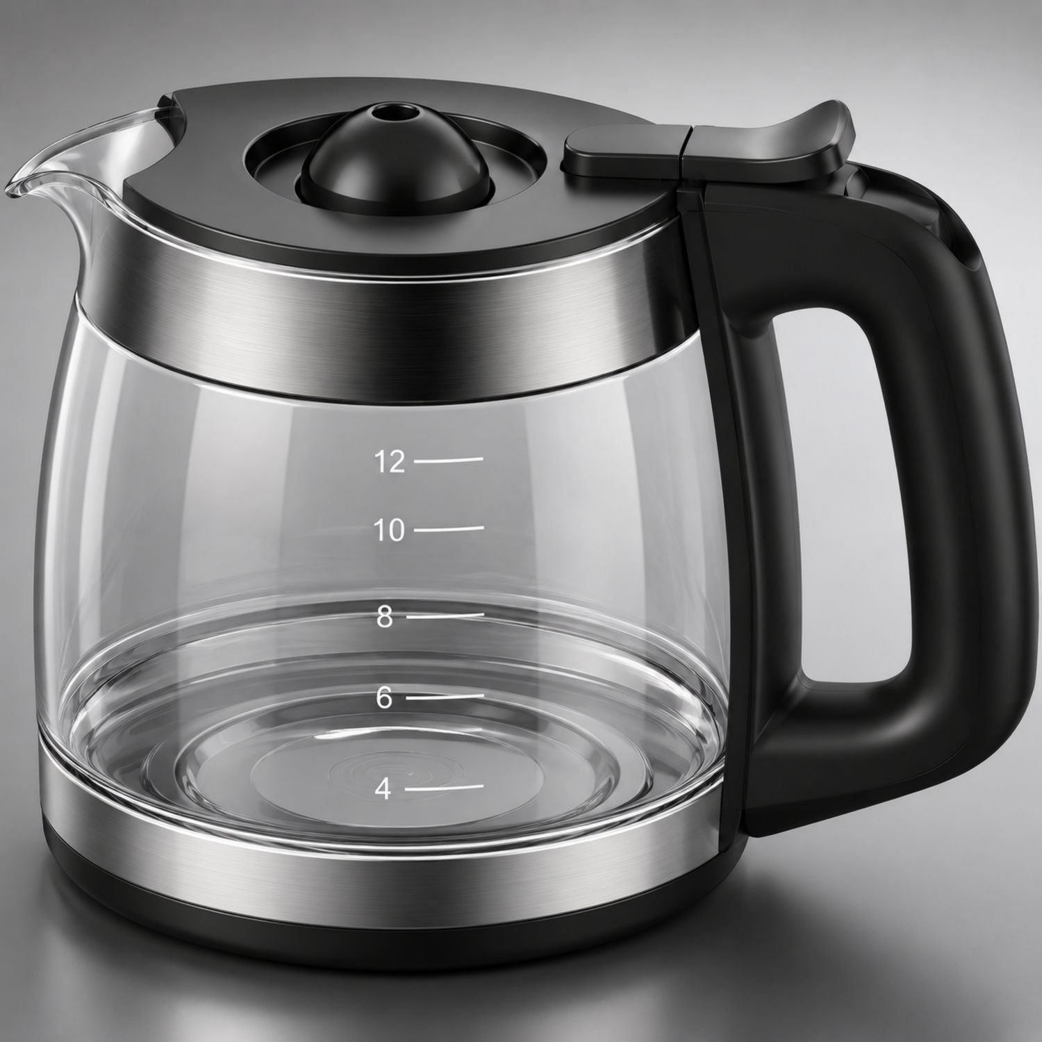 Glaskanne für Kaffeemaschine mit Skala, 1500ml, Schwarz-Velernocasa