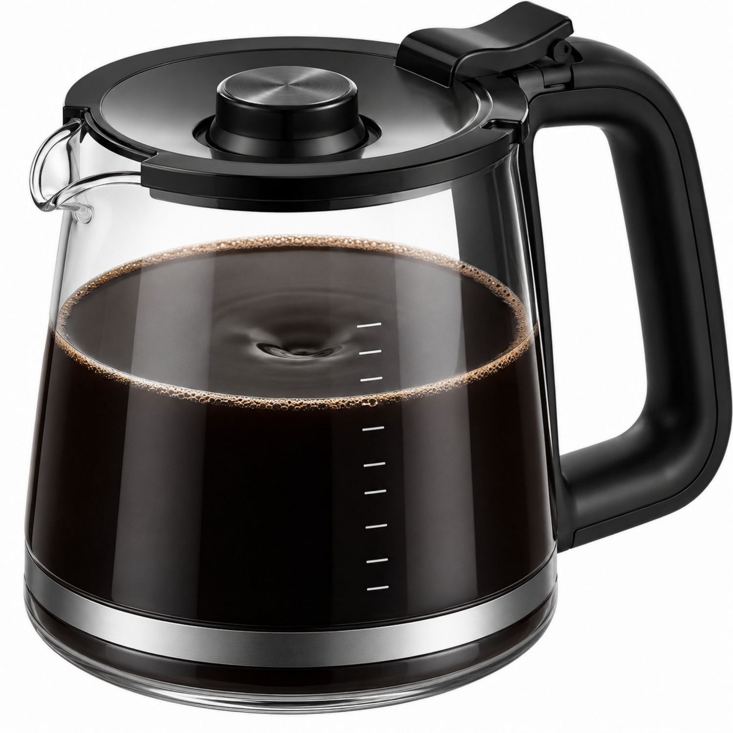 Glaskaffeekanne mit Tropffreiem Ausguss, 1.5L, Schwarz-Velernocasa