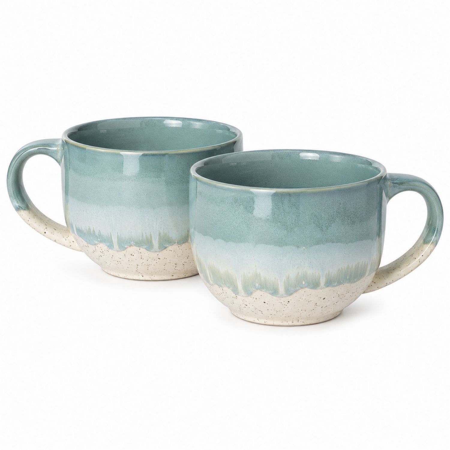 Set aus zwei großen Keramikbechern 400ml Blau/Grün-Velernocasa