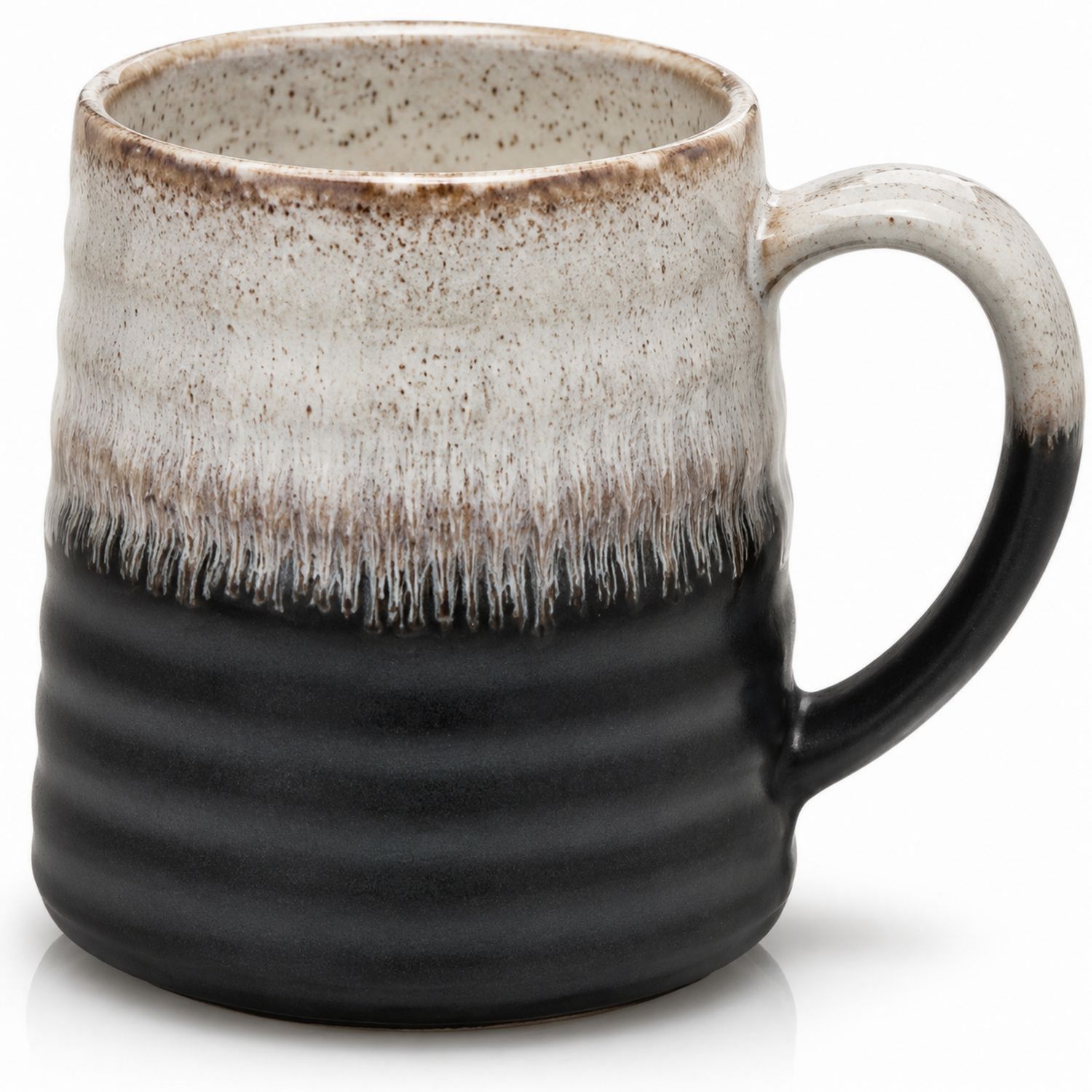 Keramiktasse 350ml, Schwarz-Weiß mit Griff-Velernocasa