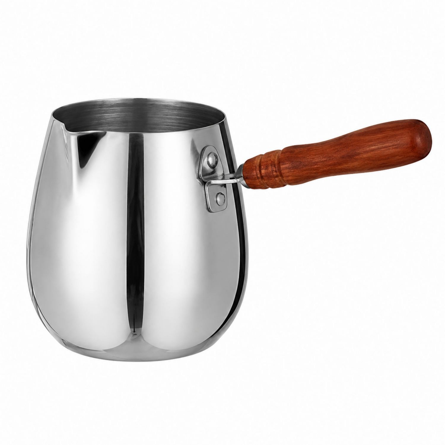 Milchkännchen aus Edelstahl mit Holzgriff 600 ml-Velernocasa