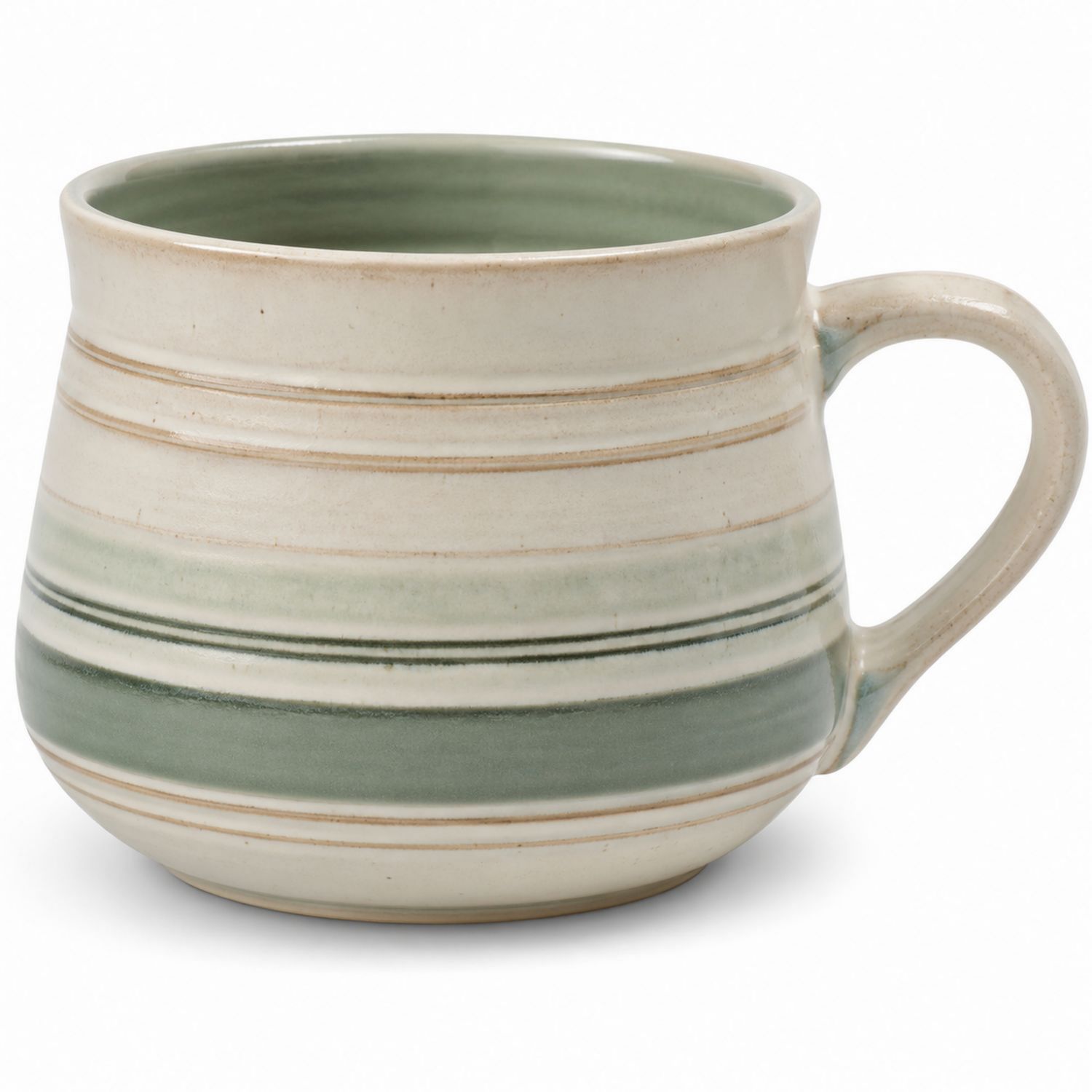 Grün/Beige Keramikbecher mit Griff, 350ml-Velernocasa