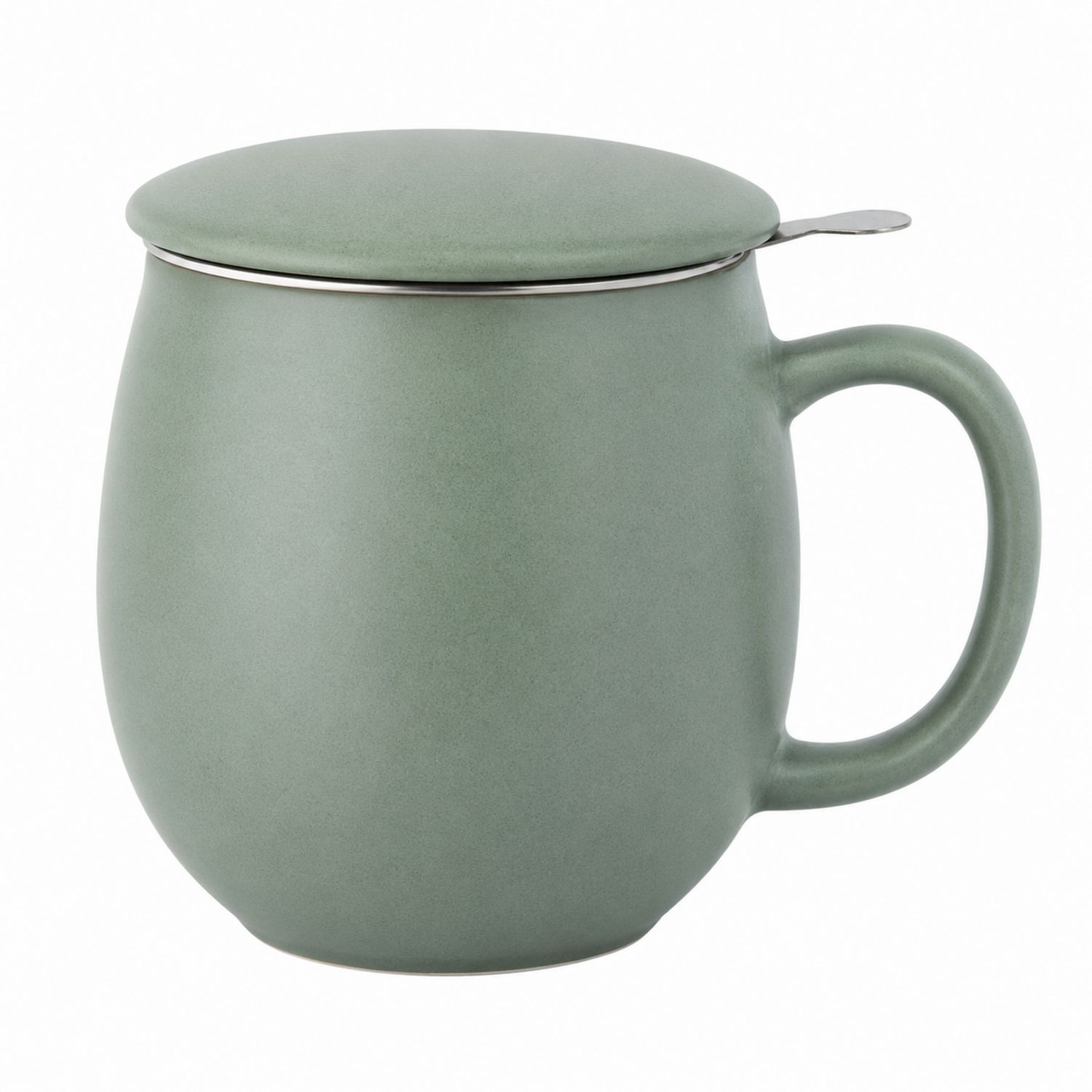 Grüne Keramiktasse mit Deckel und Sieb, 400ml-Velernocasa