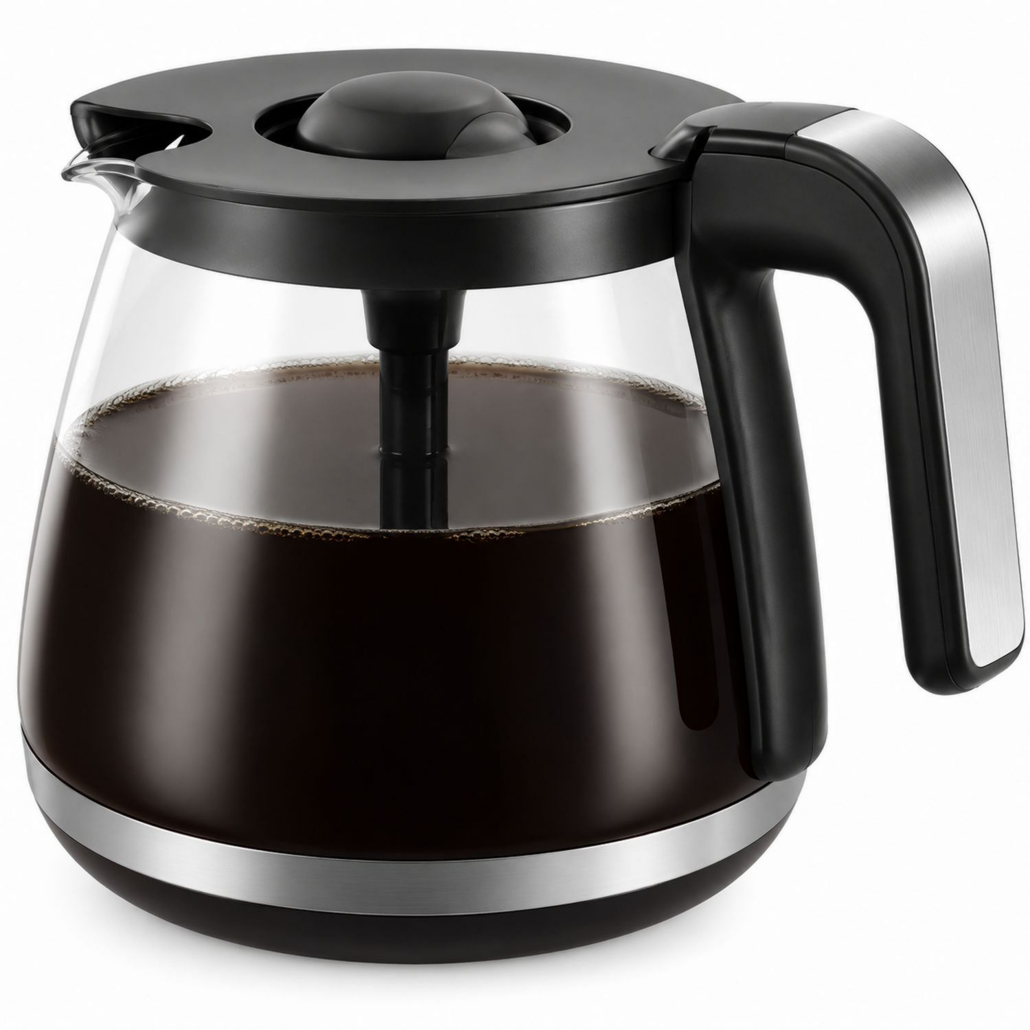 Schwarze Glaskaffeekanne 1000 ml mit Tropfstopp-Ausguss-Velernocasa