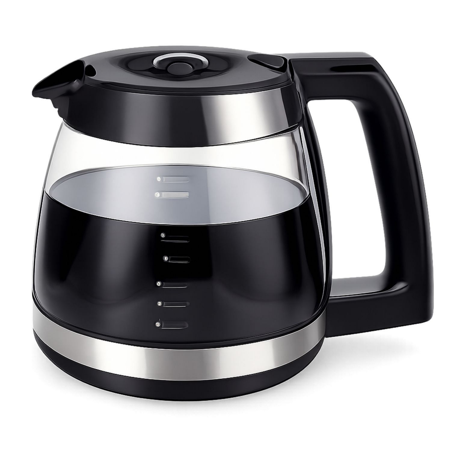 Schwarze Glaskaffeekanne mit Edelstahlring 1500ml-Velernocasa
