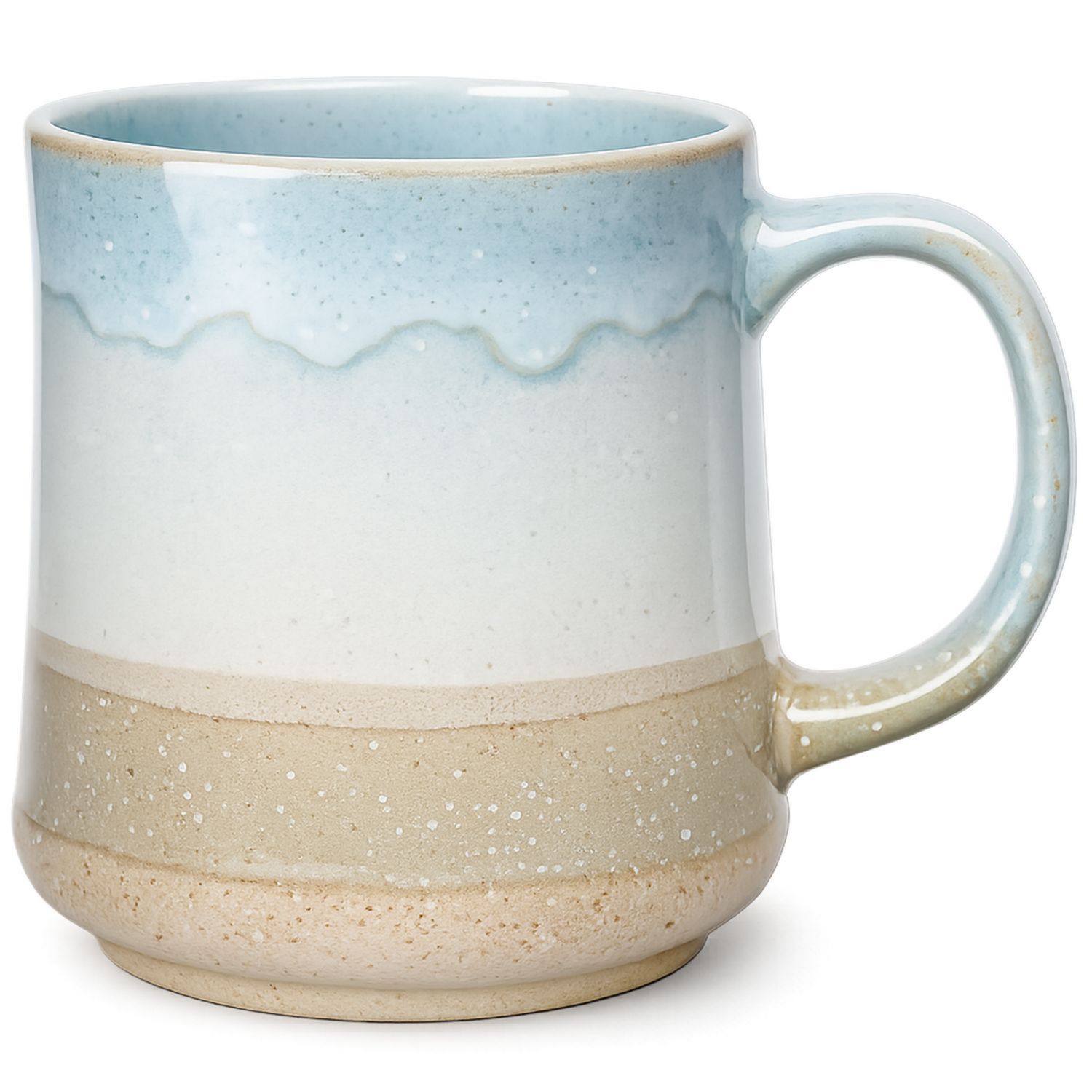 Keramikbecher im handgefertigten Design Blau-Beige 300ml-Velernocasa