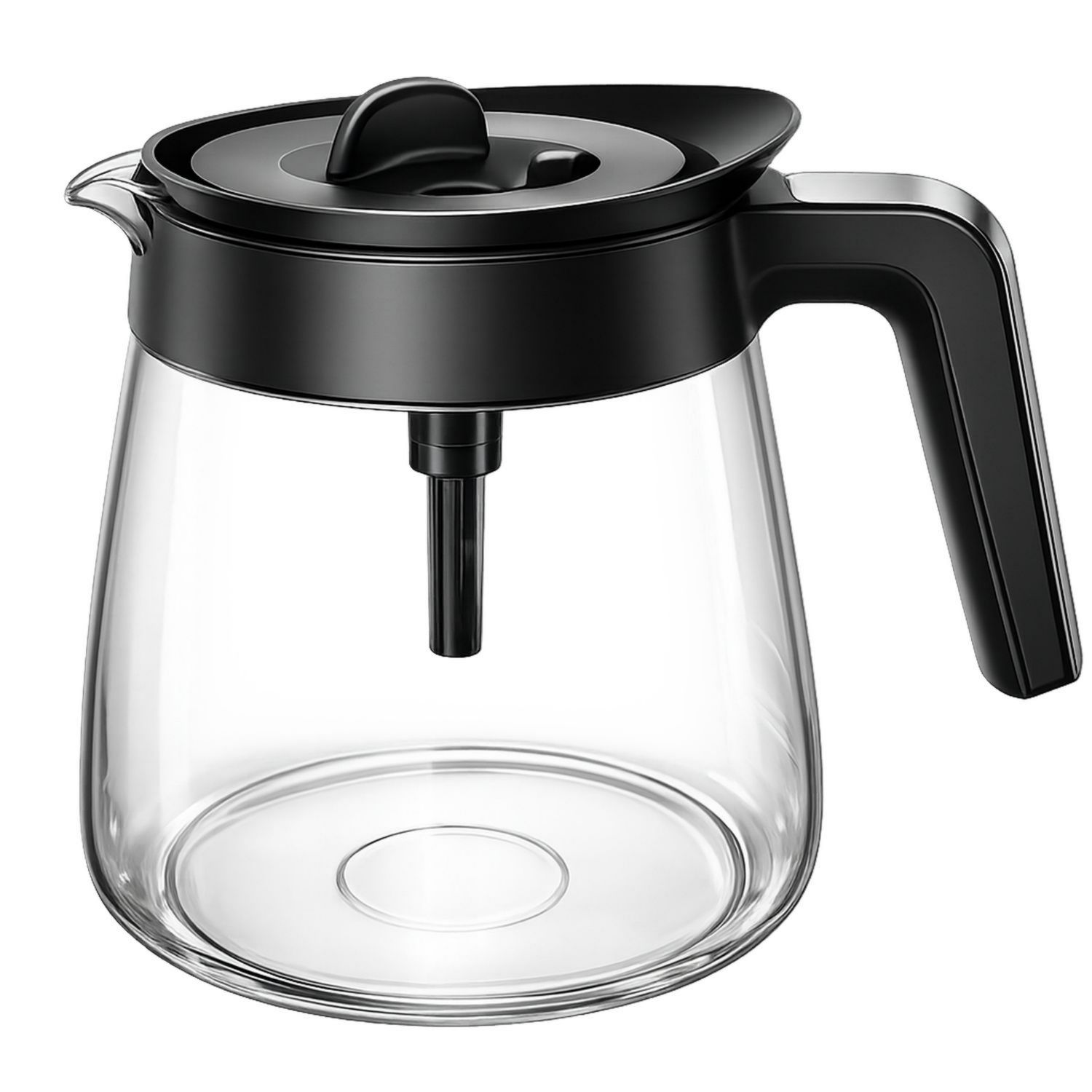 Kaffeekanne aus Glas mit schwarzem Deckel und Filter, 1000ml-Velernocasa