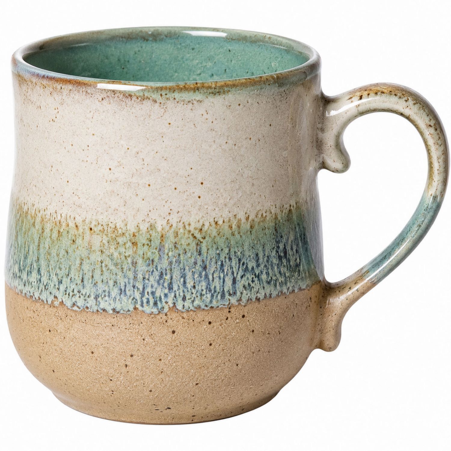 Handgefertigte Keramiktasse in Grün und Beige, 300ml-Velernocasa