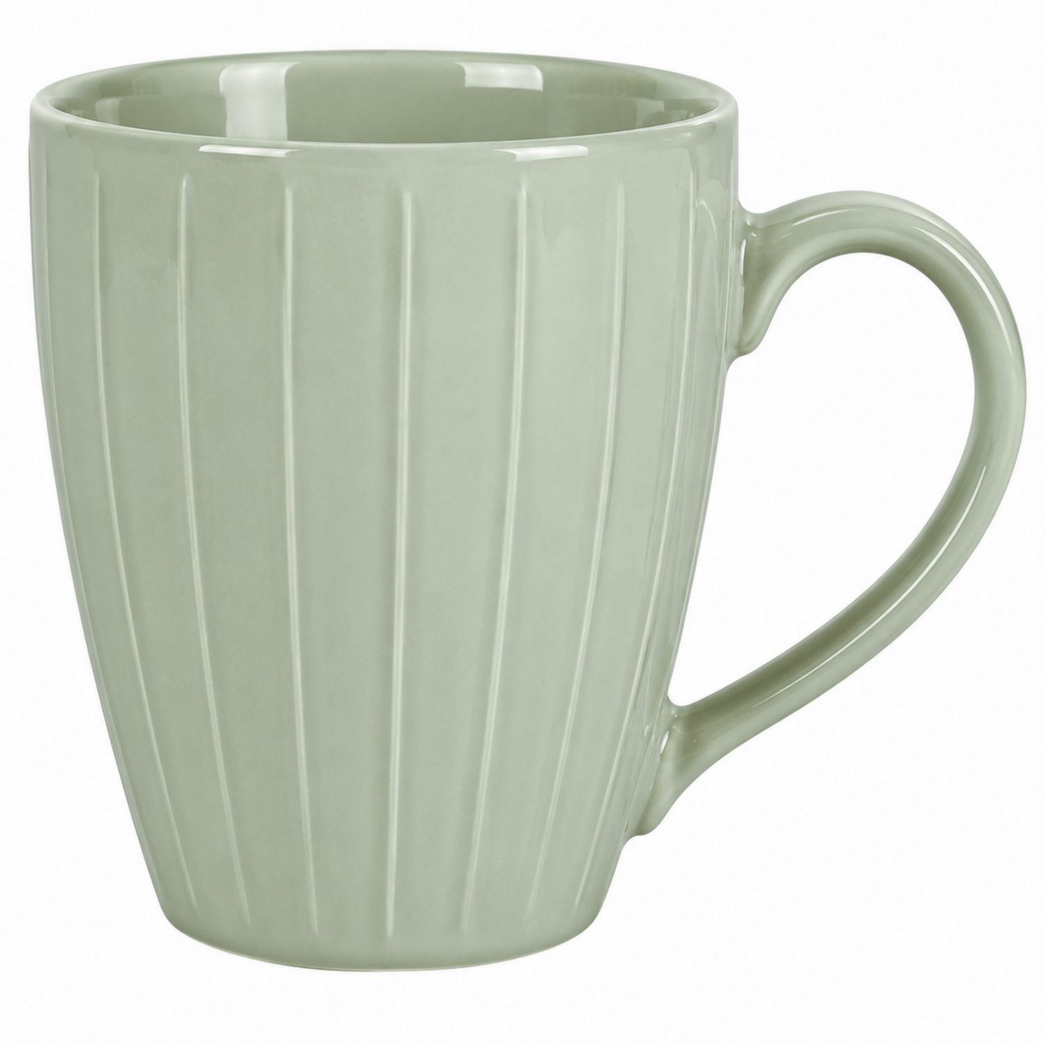 Grüne Keramiktasse mit Rillenstruktur, 350ml-Velernocasa