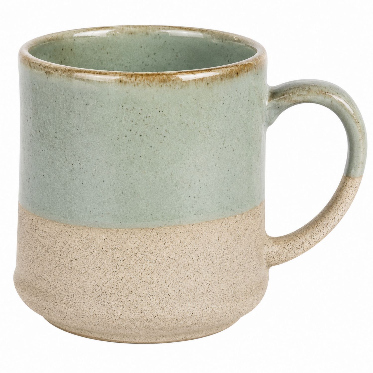 Zweifarbiger Keramikbecher Grün Beige 350ml-Velernocasa