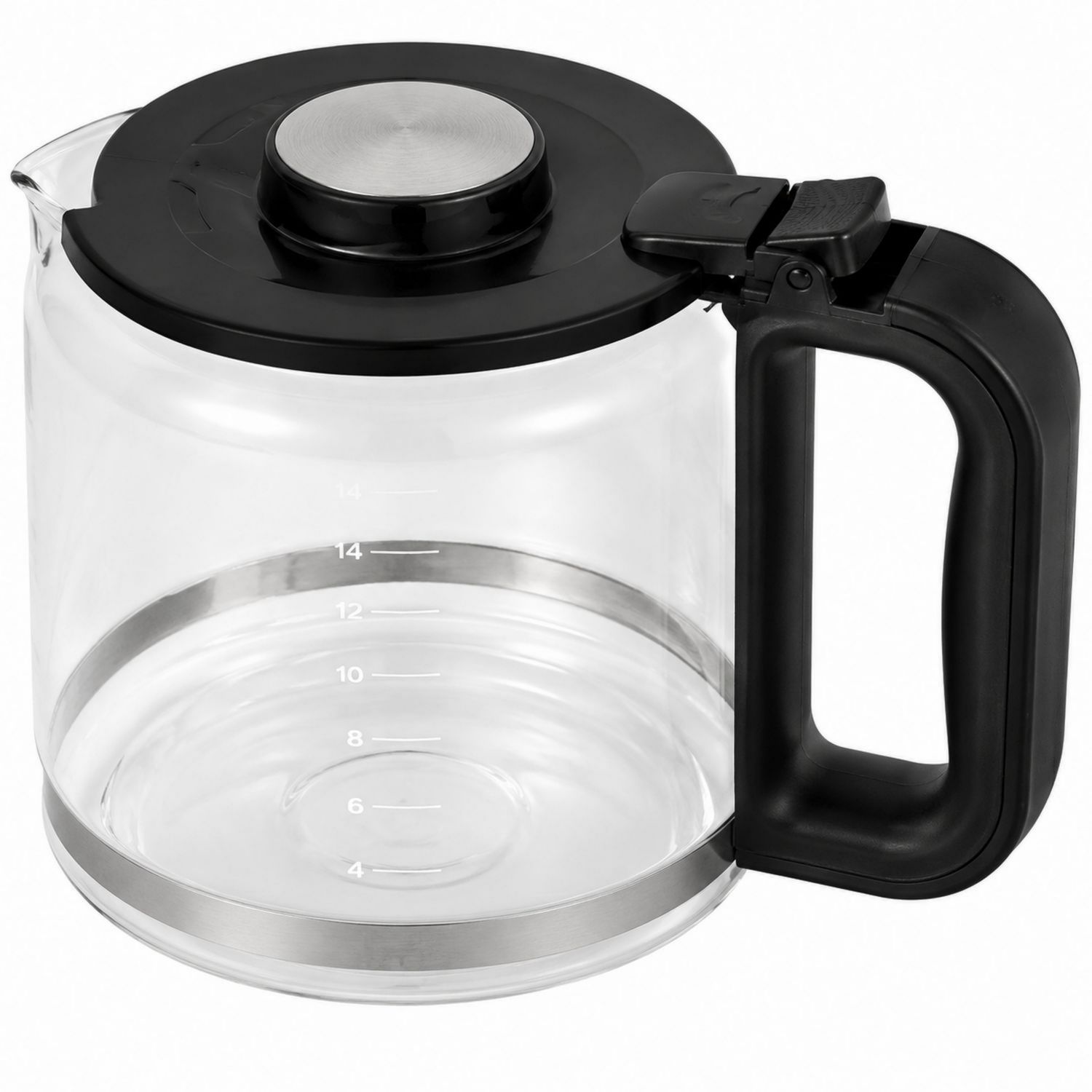 Glaskaffeekanne 1.5L mit schwarzem ergonomischem Griff-Velernocasa