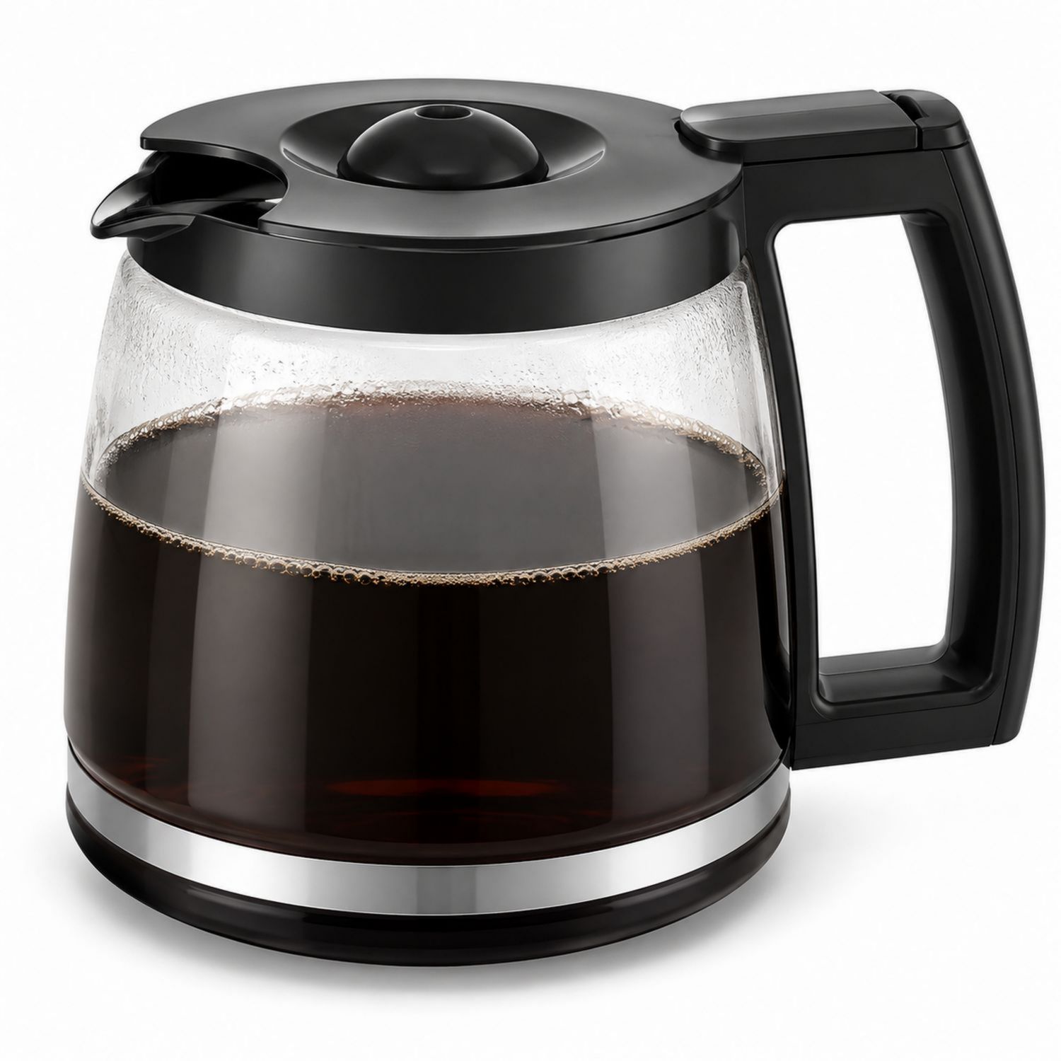 Kaffeekanne aus Glas mit ergonomischem Griff 1,5L Schwarz-Velernocasa