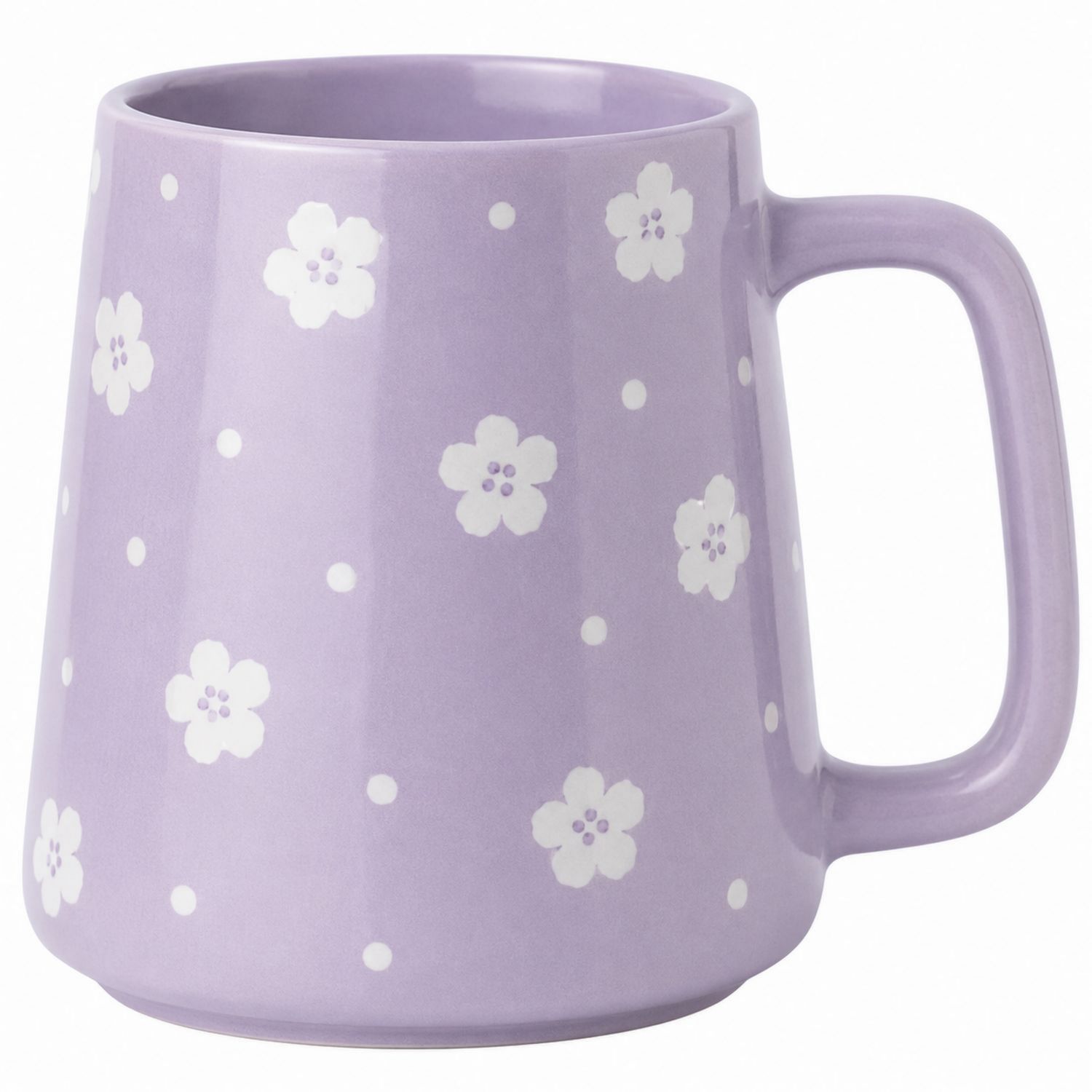 Lila Keramiktasse mit Blumenmotiv, 350ml-Velernocasa