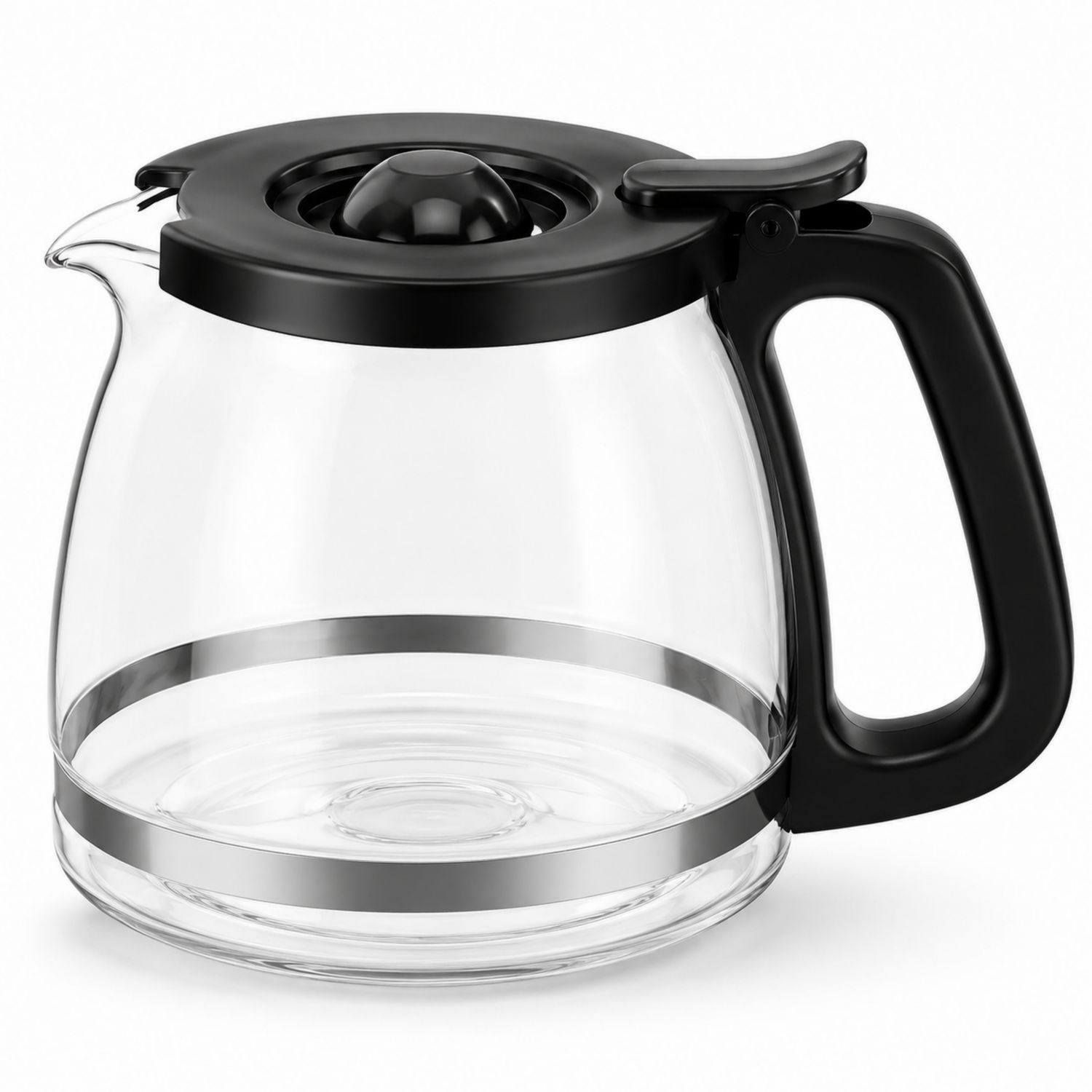 Transparente Glaskanne mit schwarzem Griff, 1L-Velernocasa