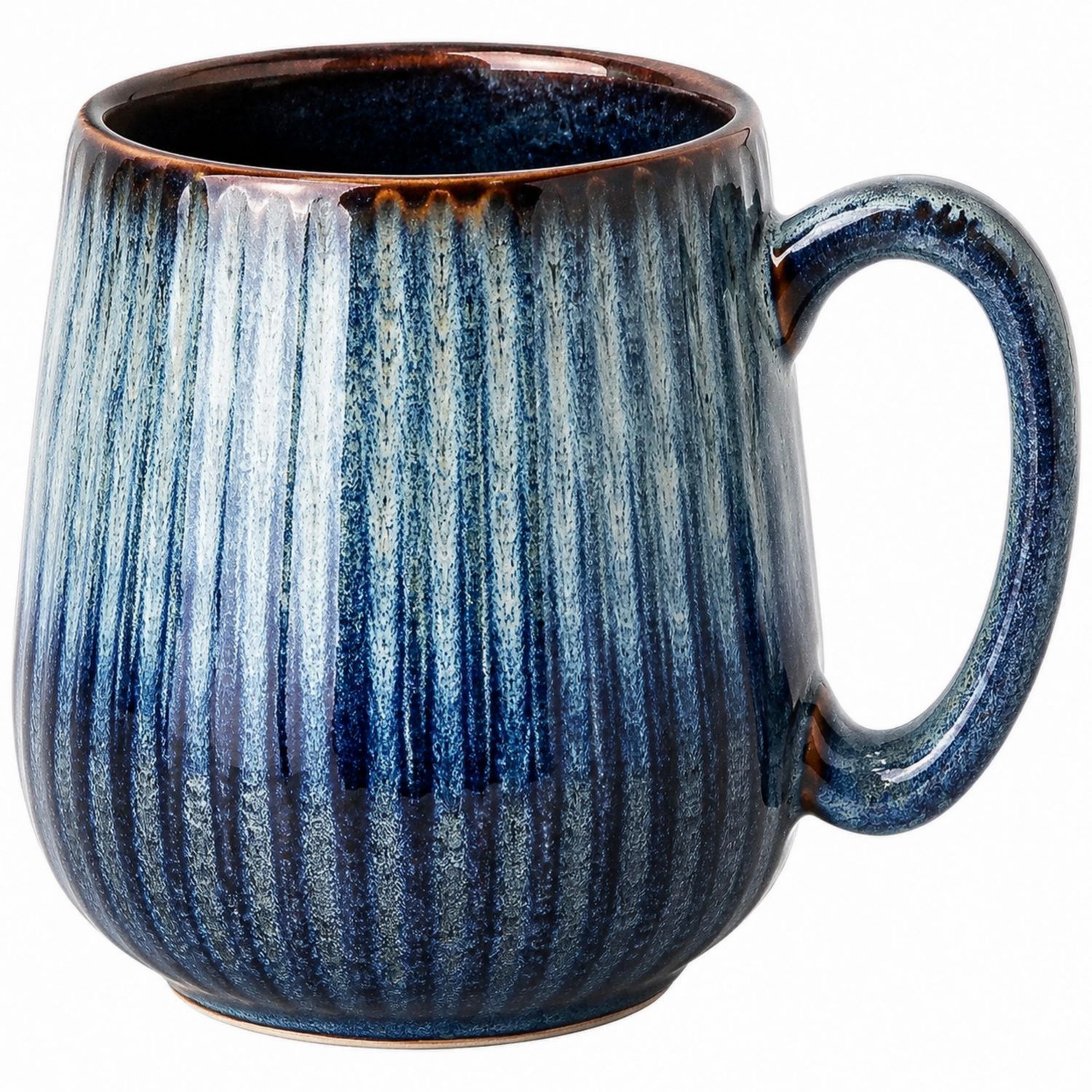 Keramikbecher mit Henkel Blau 300 ml Geflammte Optik-Velernocasa