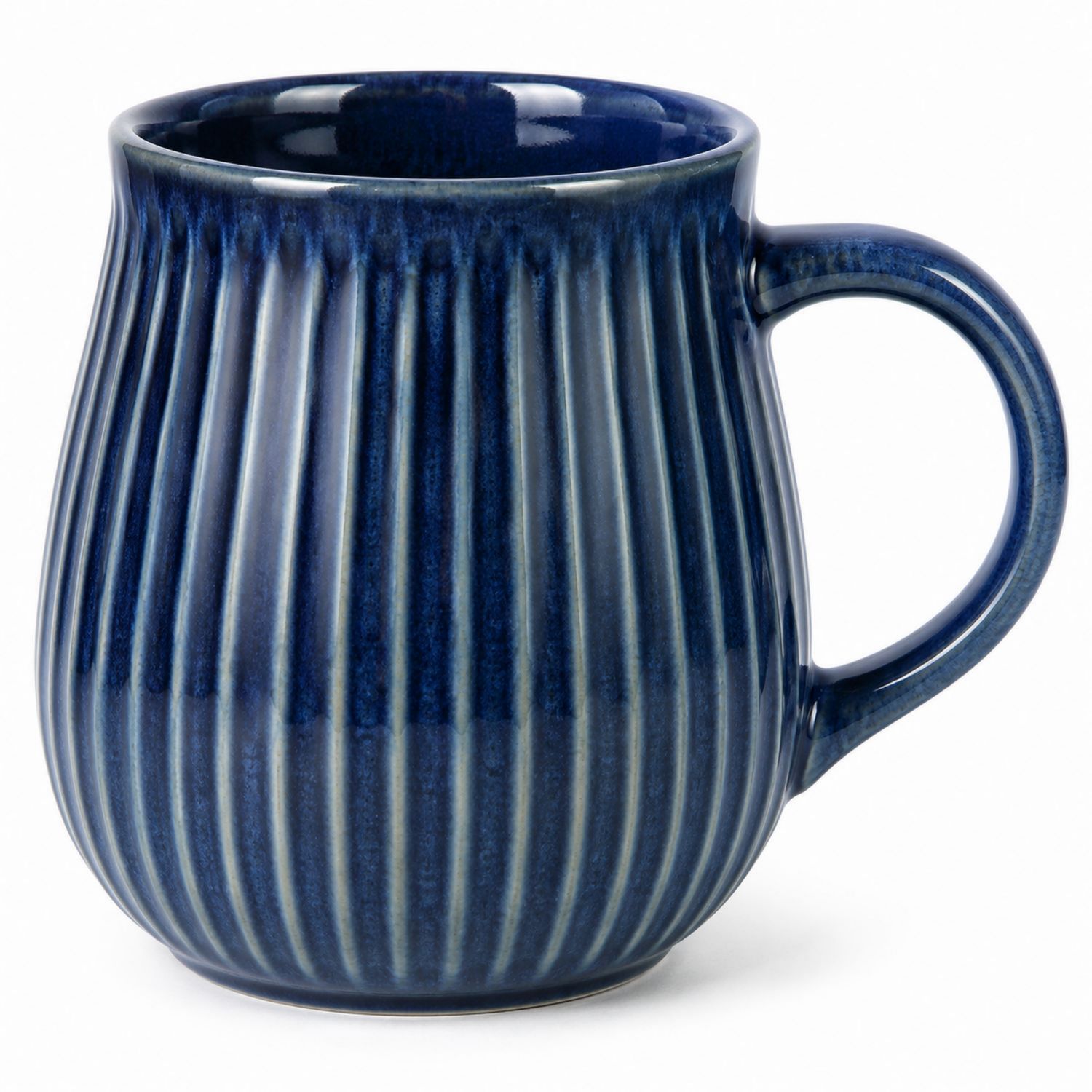 Keramiktasse mit geriffeltem Design, Blau, 300ml-Velernocasa