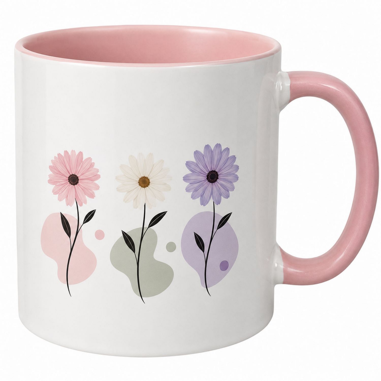 Keramiktasse mit Blumenmotiv 350ml Rosa Innen-Velernocasa