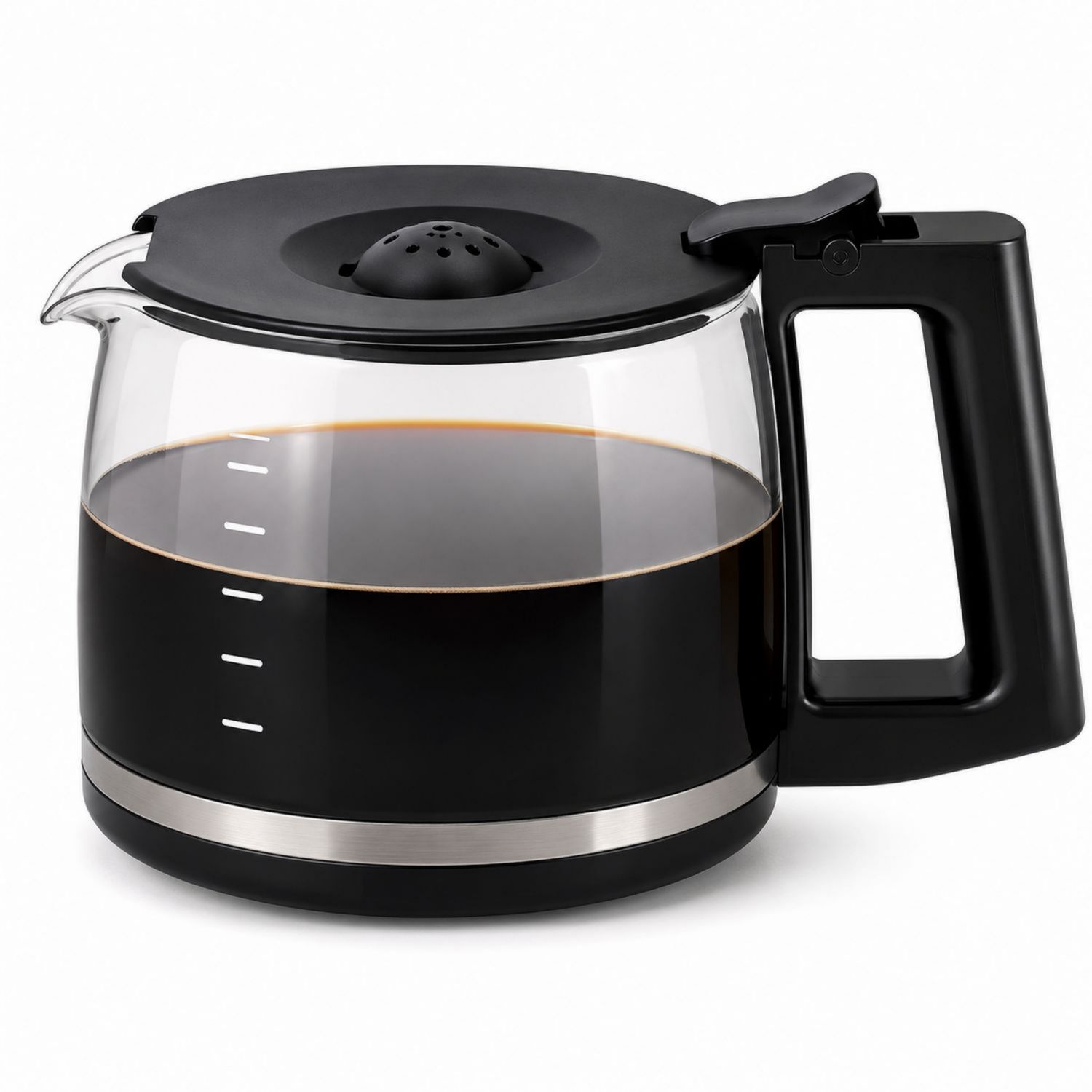 Schwarze Glaskaffeekanne 1200ml mit Antitropf-Ausguss-Velernocasa