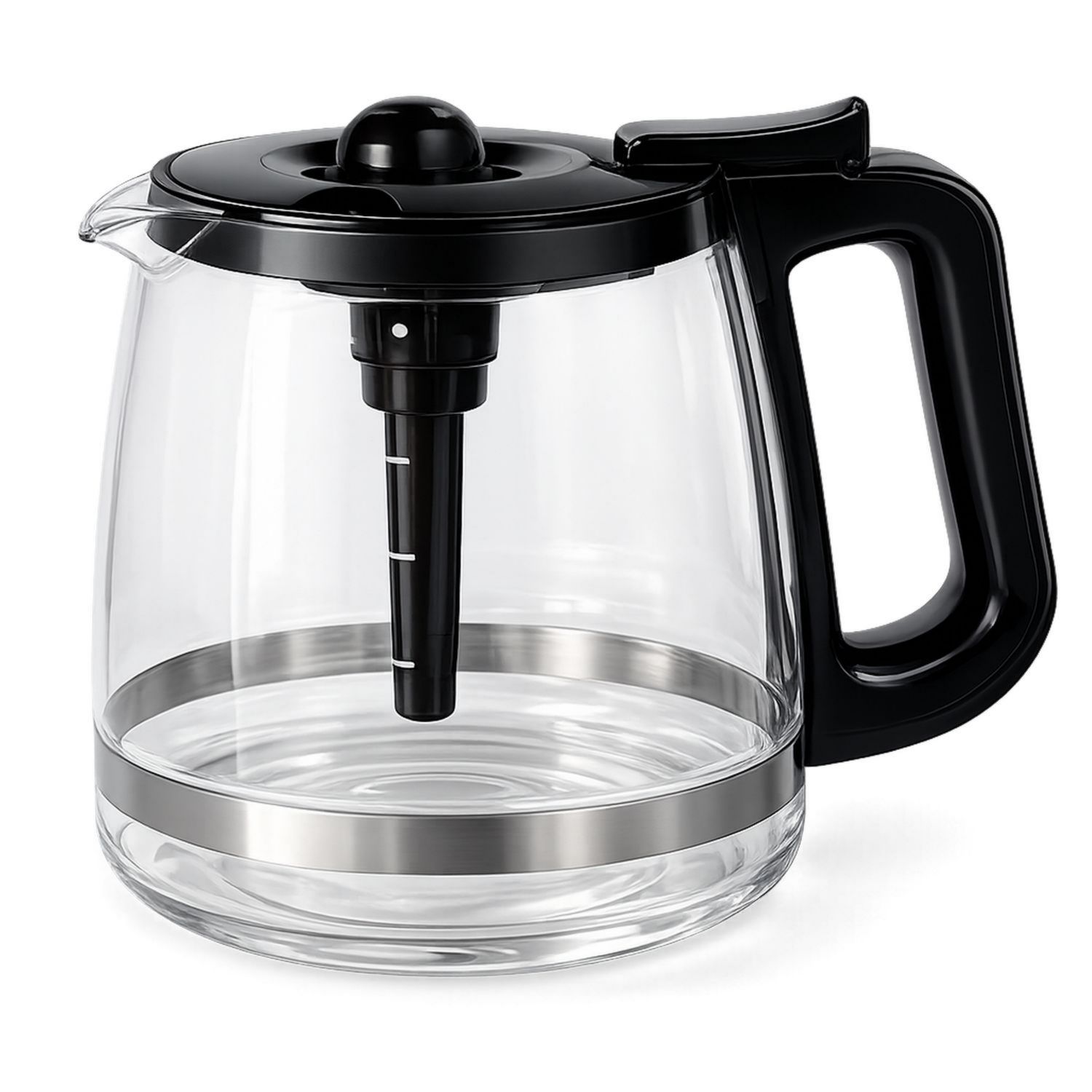 Glaskanne für Kaffeemaschine mit Filter, Schwarz-Velernocasa