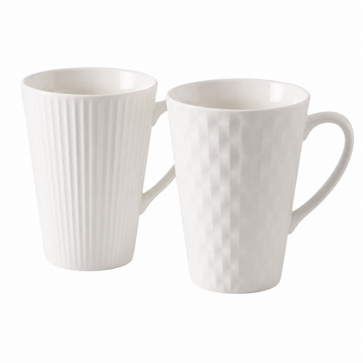 Weiße Kaffeebecher Set mit Strukturmuster 300ml-Velernocasa