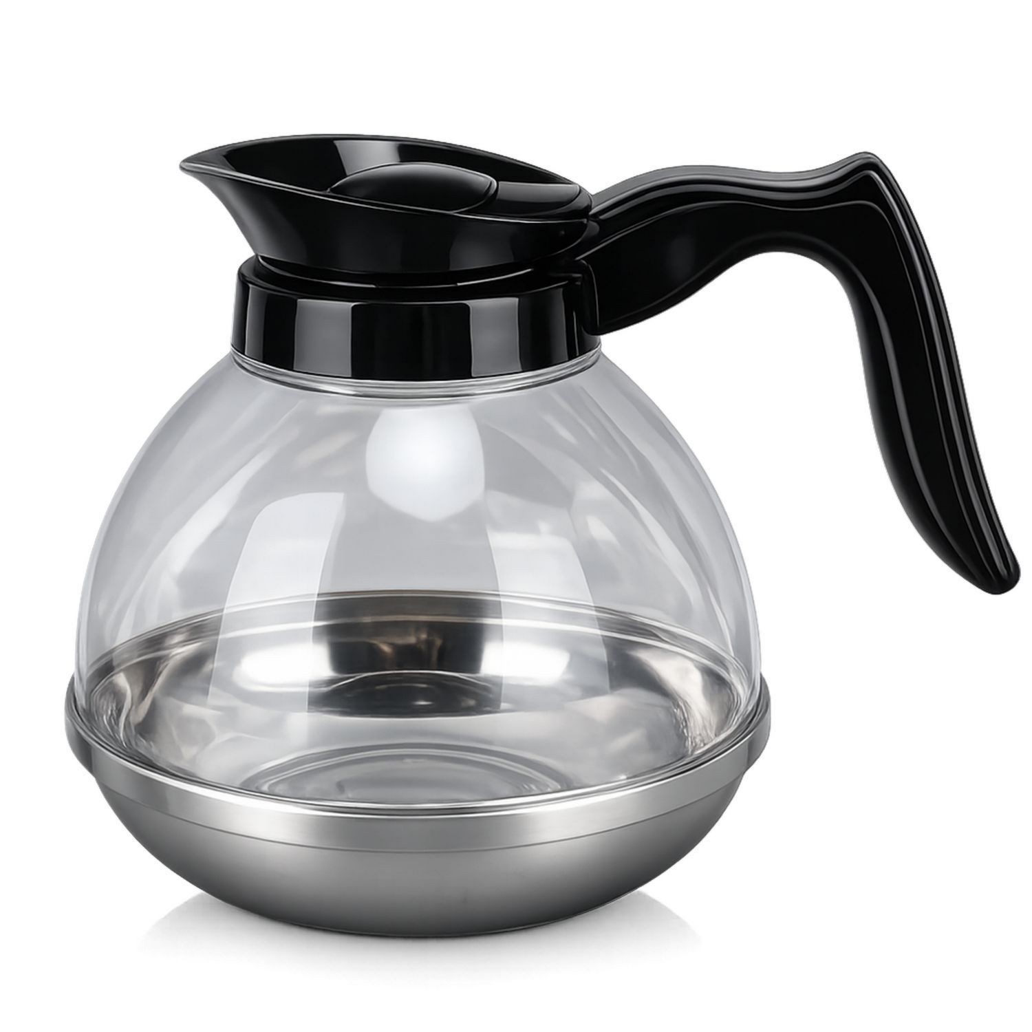 Transparente Kaffeekanne 1.5L mit Edelstahlboden Schwarz-Velernocasa