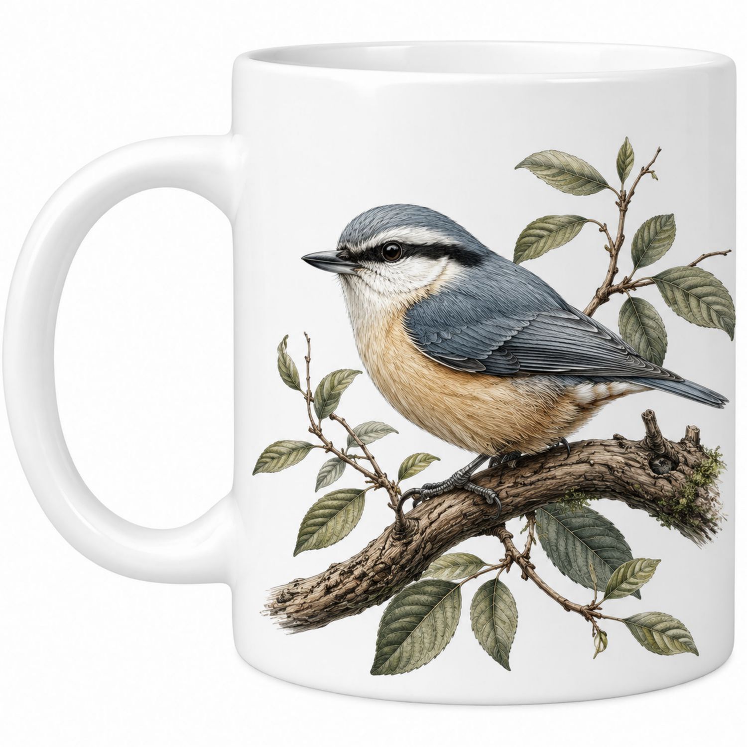 Weiße Keramiktasse mit Vogelmotiv, 350 ml-Velernocasa
