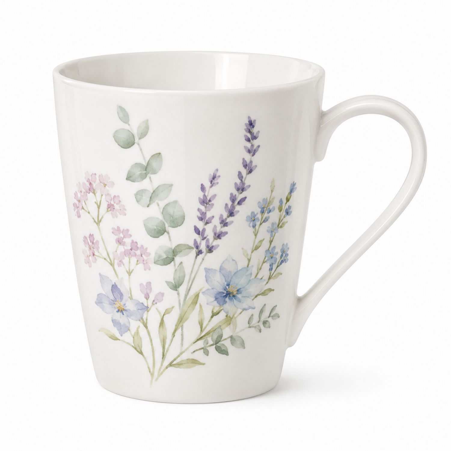 Keramikbecher mit Blumenmuster, 300ml, Weiß-Velernocasa