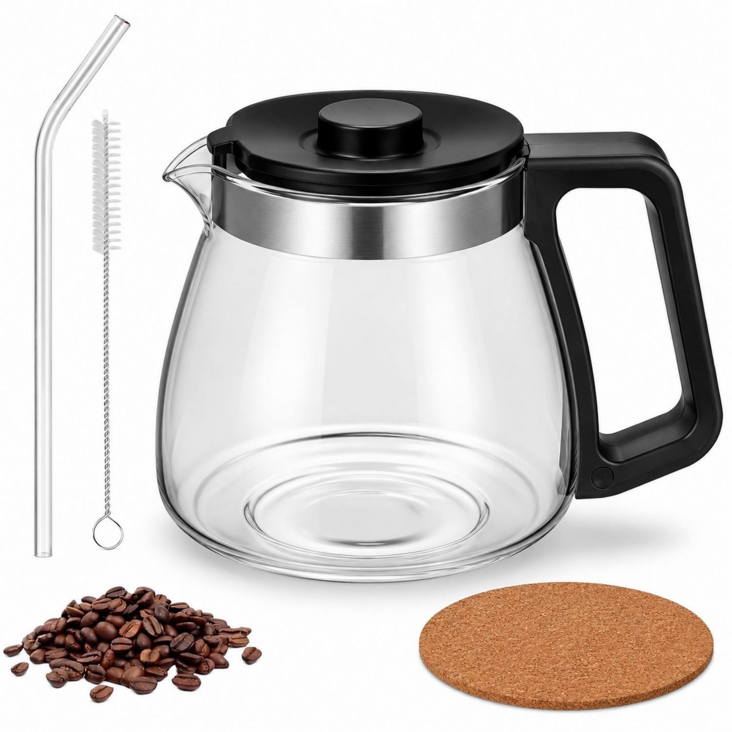 Glaskaraffe Set mit ergonomischem Griff 1200ml-Velernocasa