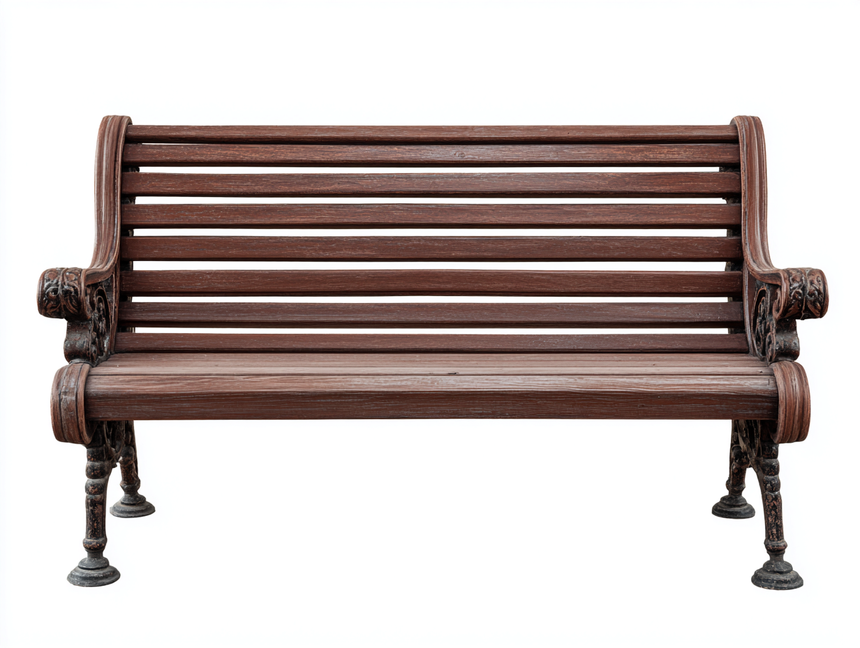 Gartenbank Holz und Metall 145x62x88 cm Braun für Garten und Terrasse - klassische Sitzbank mit Armlehnen-Vazencohaus